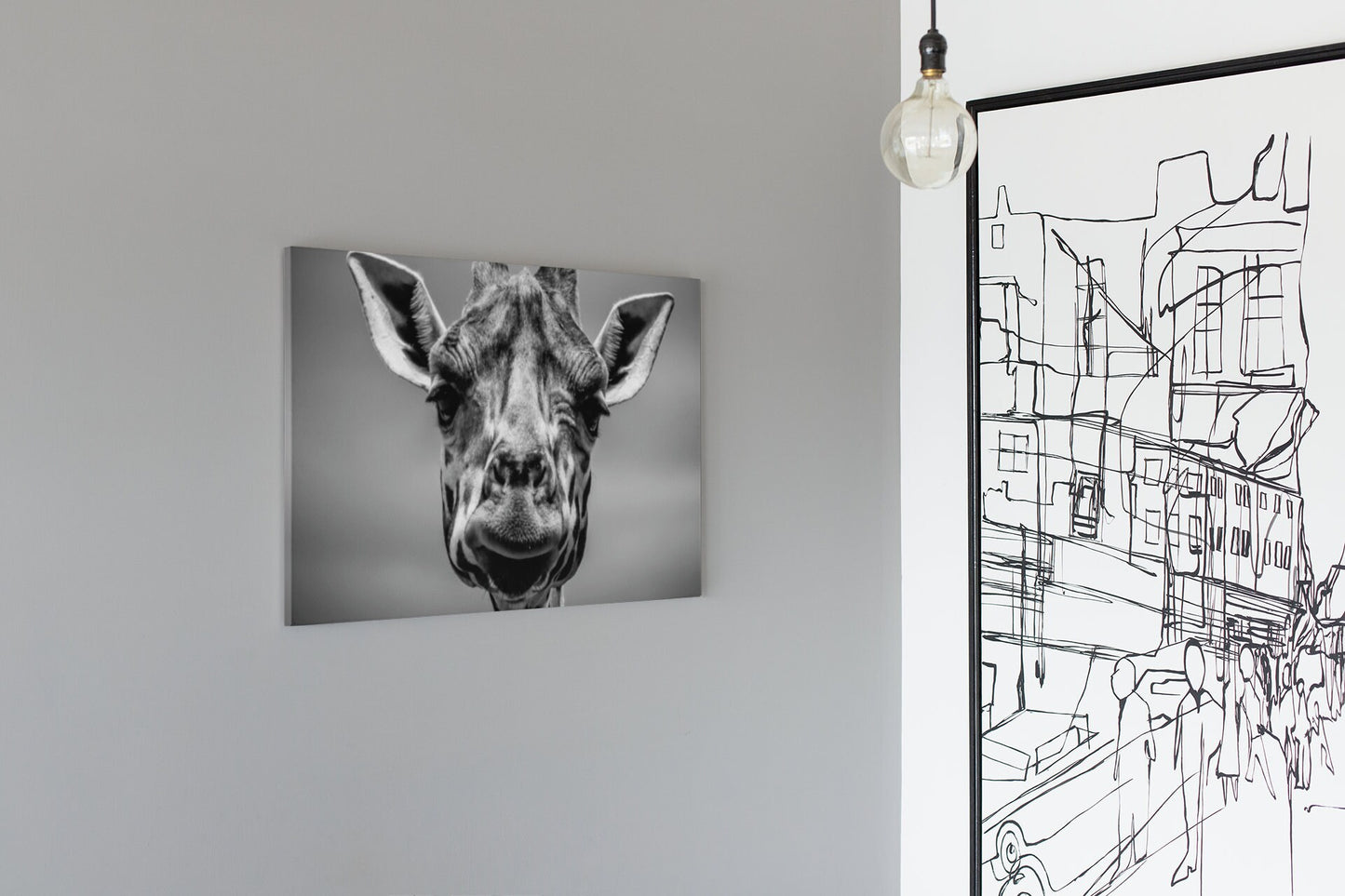Black And White Giraffe High Gloss Acrylic Glass Wall Art Ready To Hang