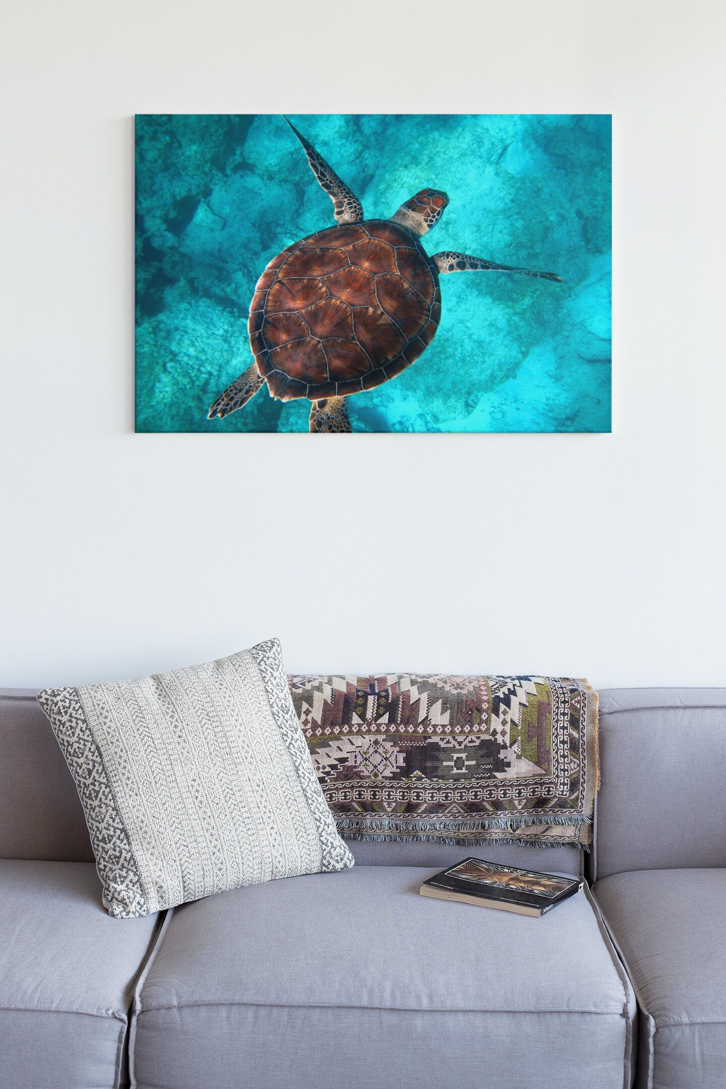 Big Sea Turtle Swimming Through The Ocean At Kaputas Beach High Gloss Acrylic Glass Wall Art Ready To Hang