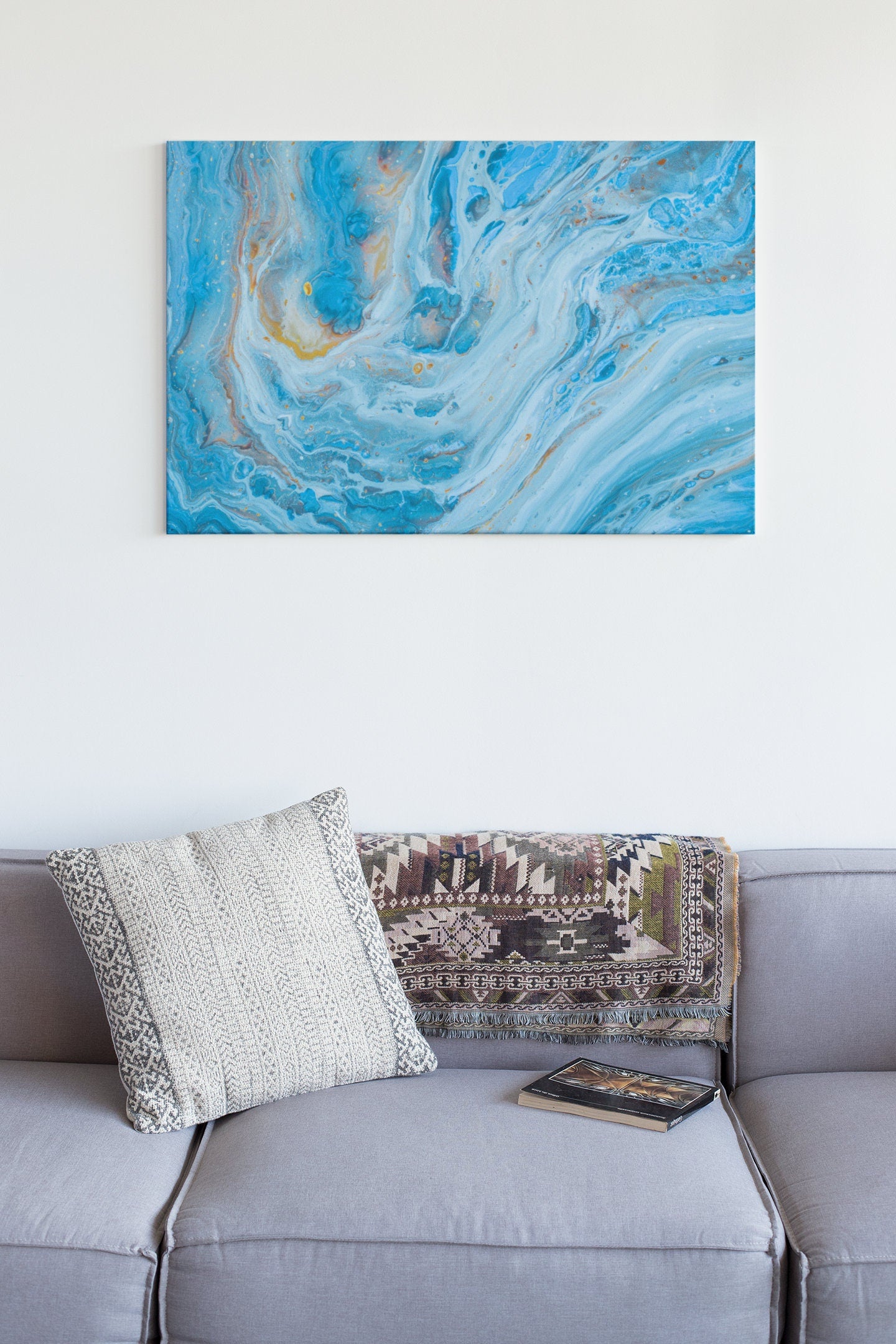 Blue And White Watersplash Abstract Art High Gloss Acrylic Glass Wall Art Ready To Hang