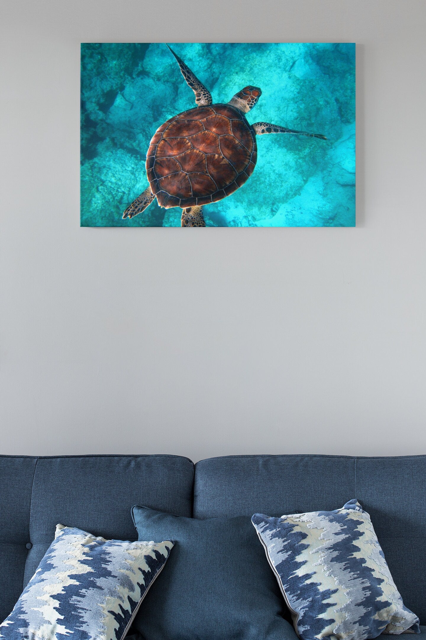 Big Sea Turtle Swimming Through The Ocean At Kaputas Beach High Gloss Acrylic Glass Wall Art Ready To Hang
