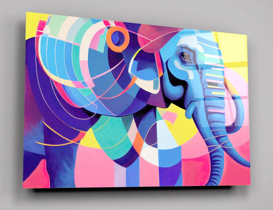 Elephant Abstract Colour High Gloss Acrylic Glass Wall Art Ready To Hang