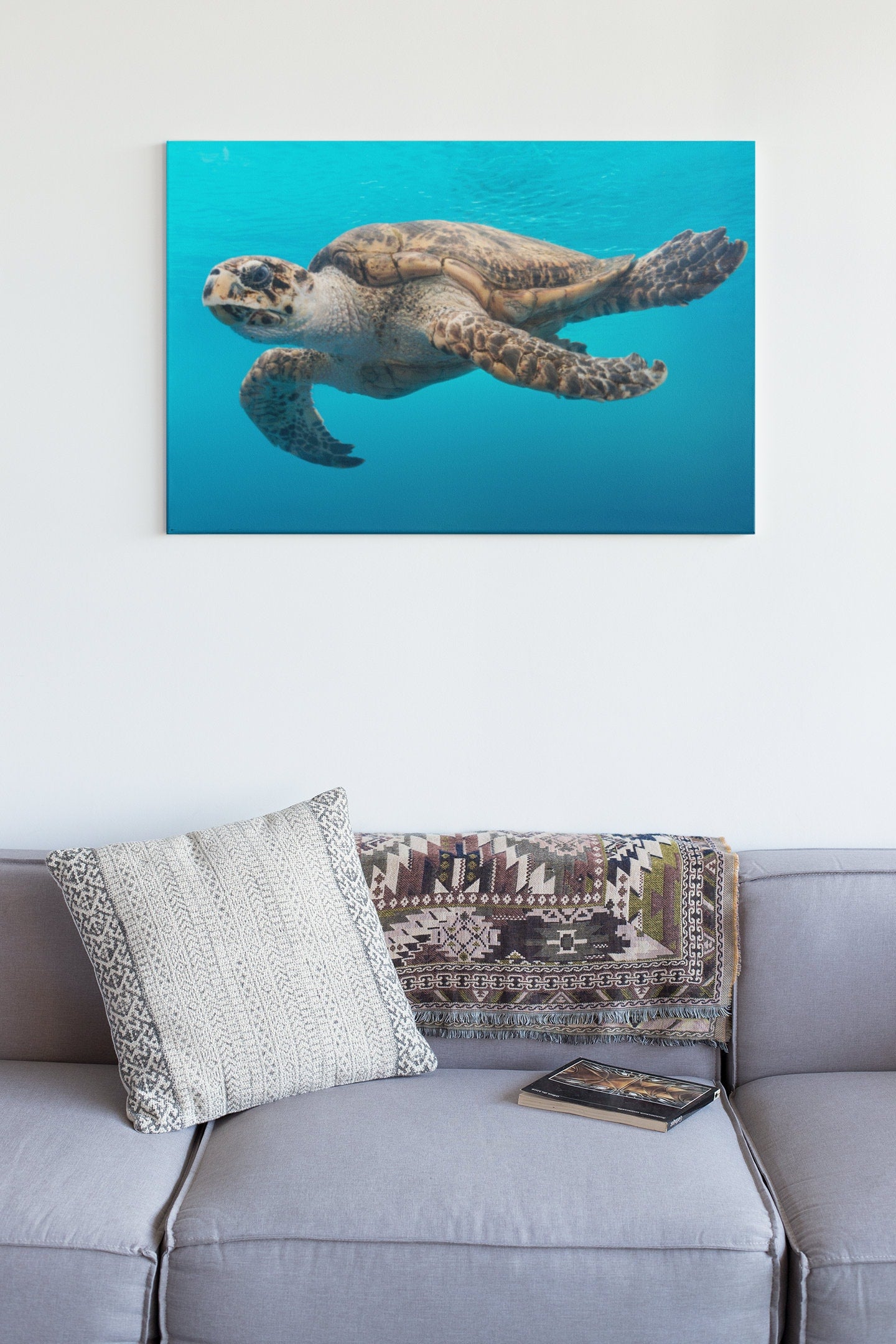 A Turtle Glides Through The Water High Gloss Acrylic Glass Wall Art Ready To Hang