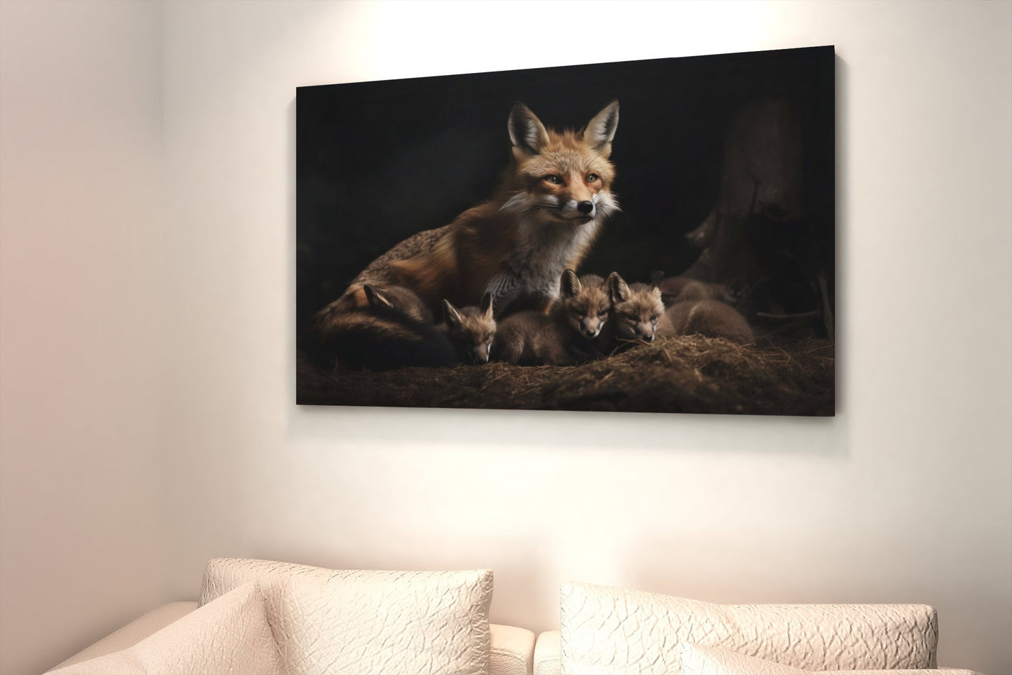 Cute Fox With Babies High Gloss Acrylic Glass Wall Art Ready To Hang