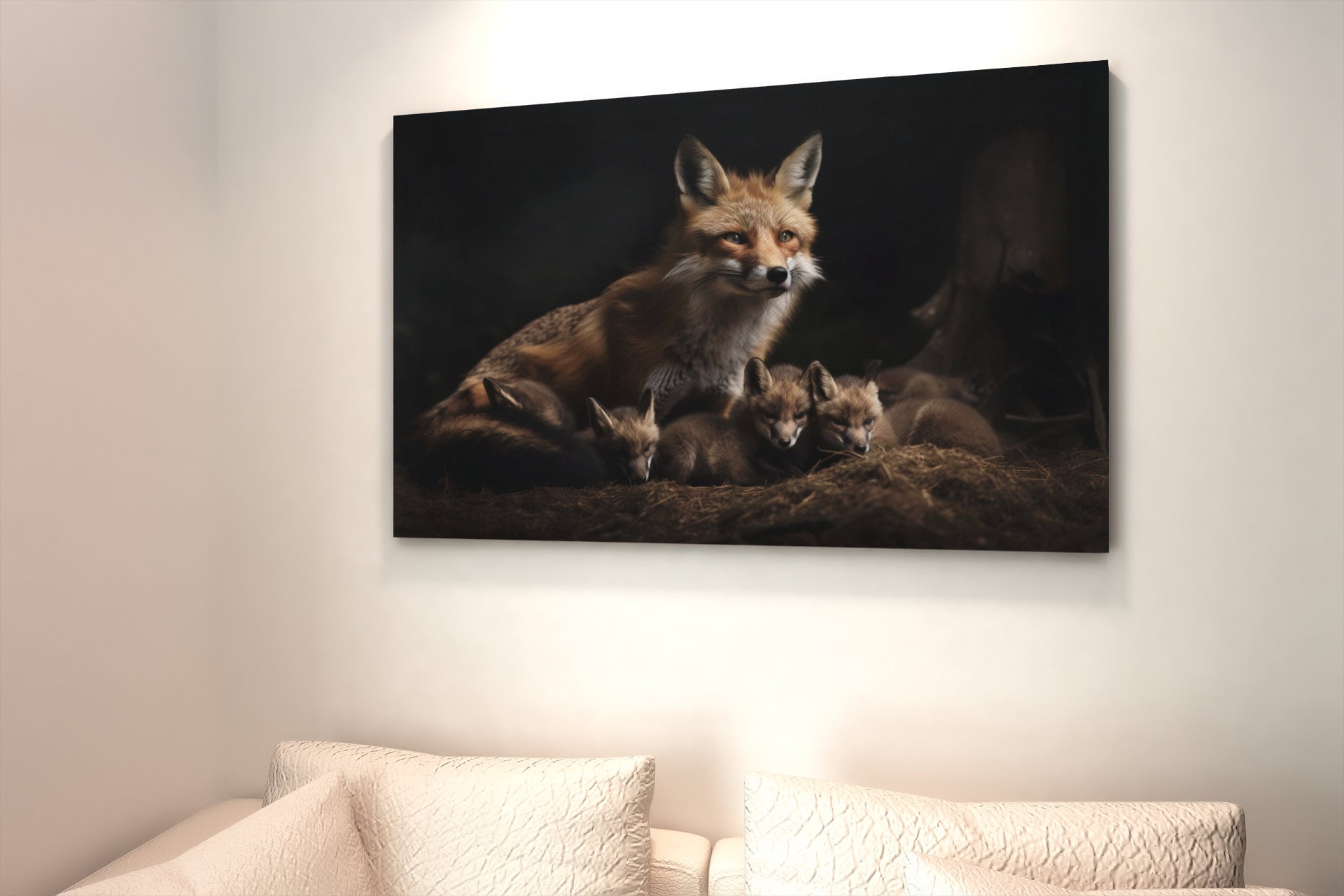 Cute Fox With Babies High Gloss Acrylic Glass Wall Art Ready To Hang