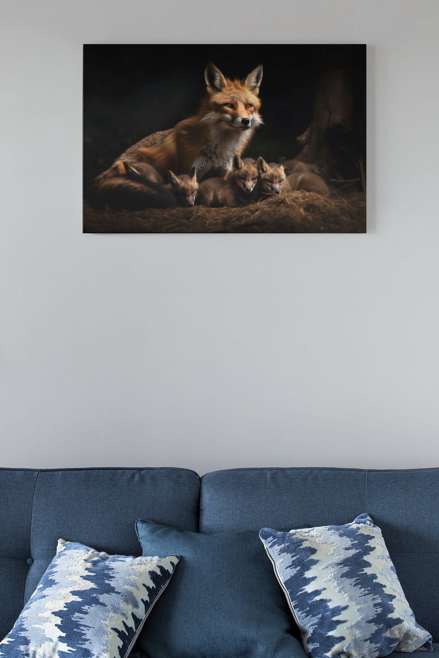 Cute Fox With Babies High Gloss Acrylic Glass Wall Art Ready To Hang