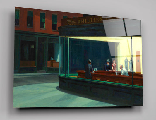 Nighthawks By Edward Hopper Glass Wall Art