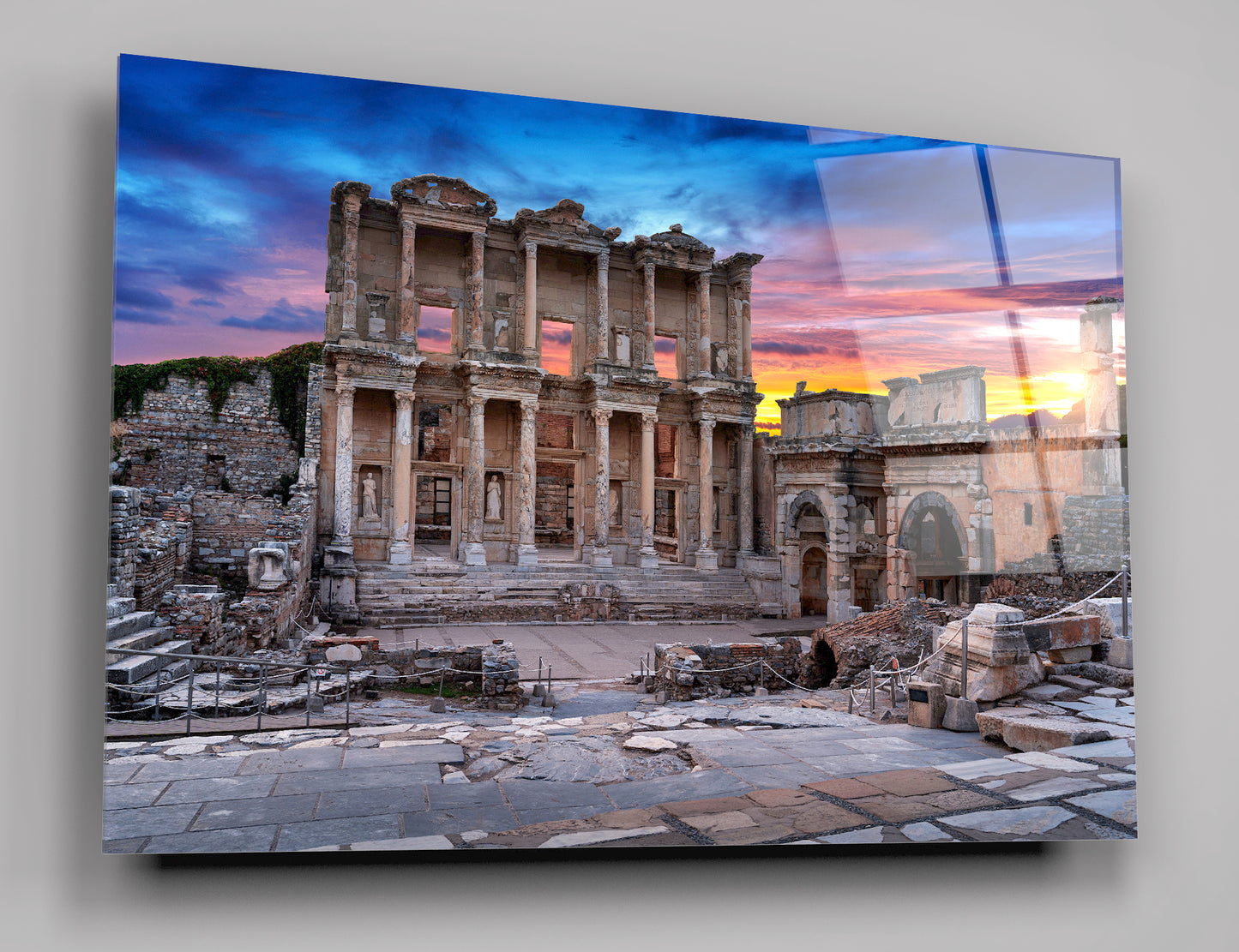 Celsus Library At Ephesus Ancient City, Izmir, Turkey, Glass Wall Art