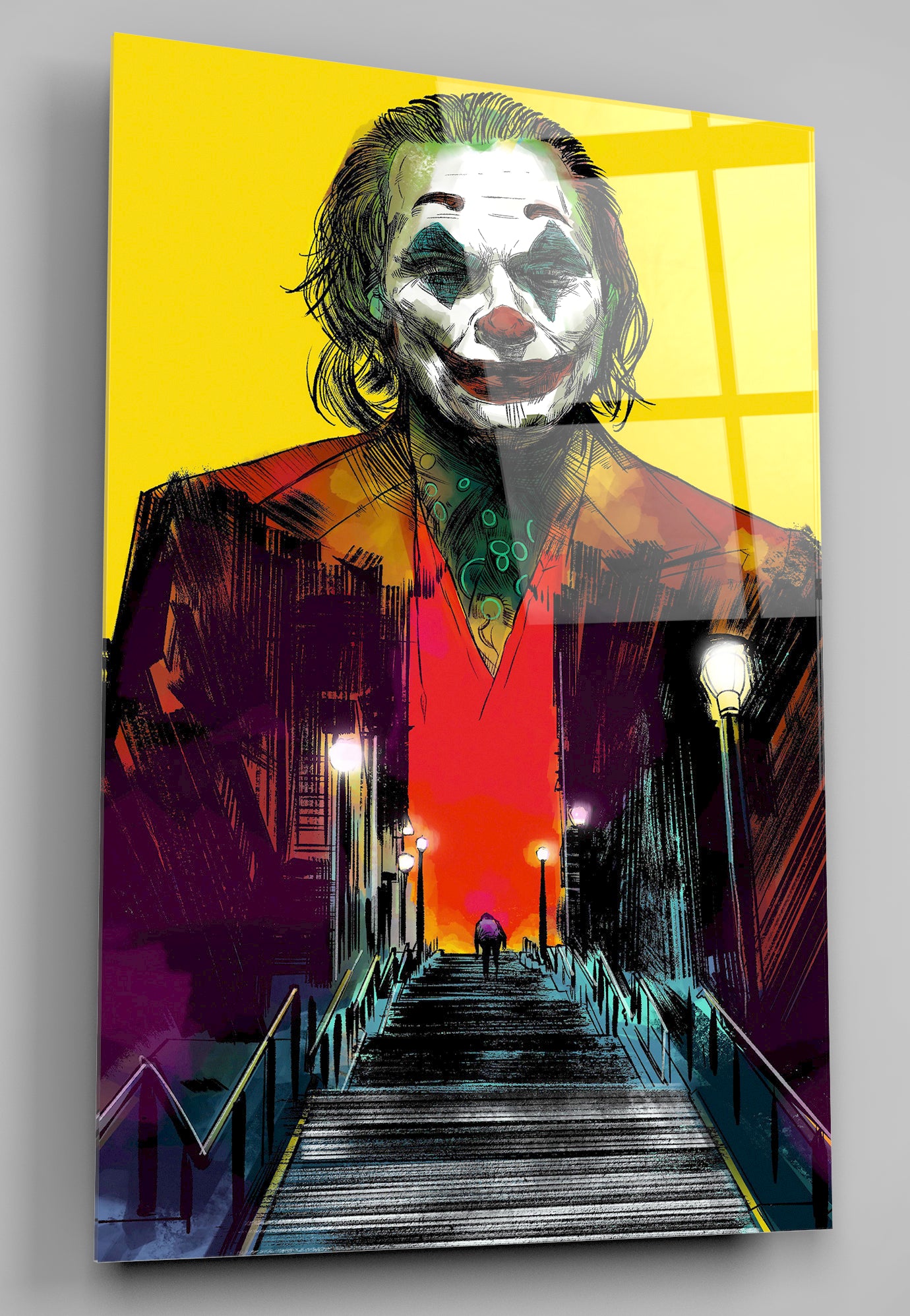 Joaquin Phoenix Joker Glass 2 Acrylic Glass Wall Art Print  - Unique Print Designs for Your Home