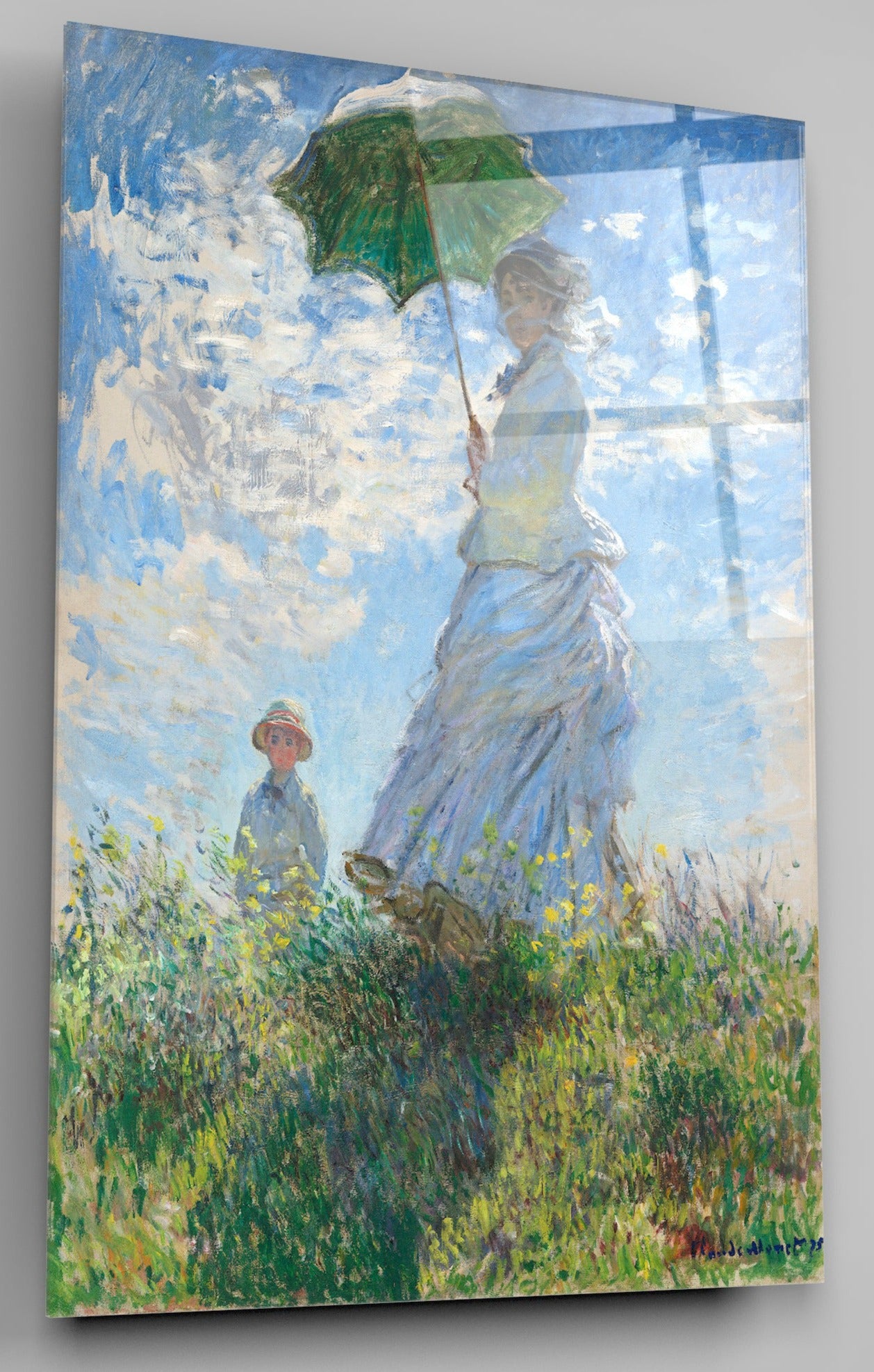 Woman with a Parasol Madame Monet and Her Son Glass Wall Art