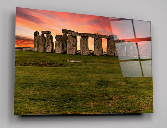 Stonehenge Circle Acrylic Glass Wall Art: Home Decor Glass Print for Modern Living Spaces