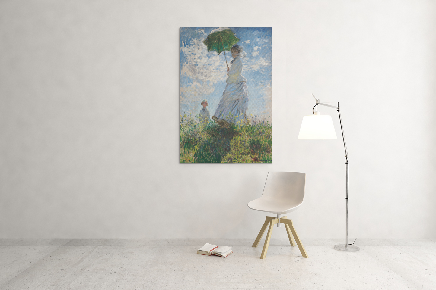 Woman with a Parasol Madame Monet and Her Son Glass Wall Art