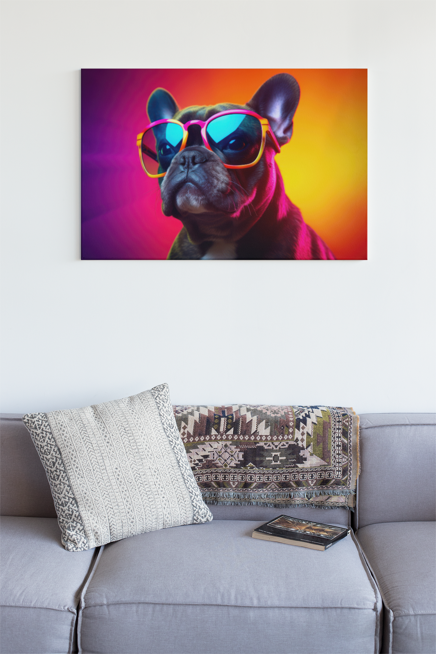 Bulldog Sunglasses Glass Wall Art