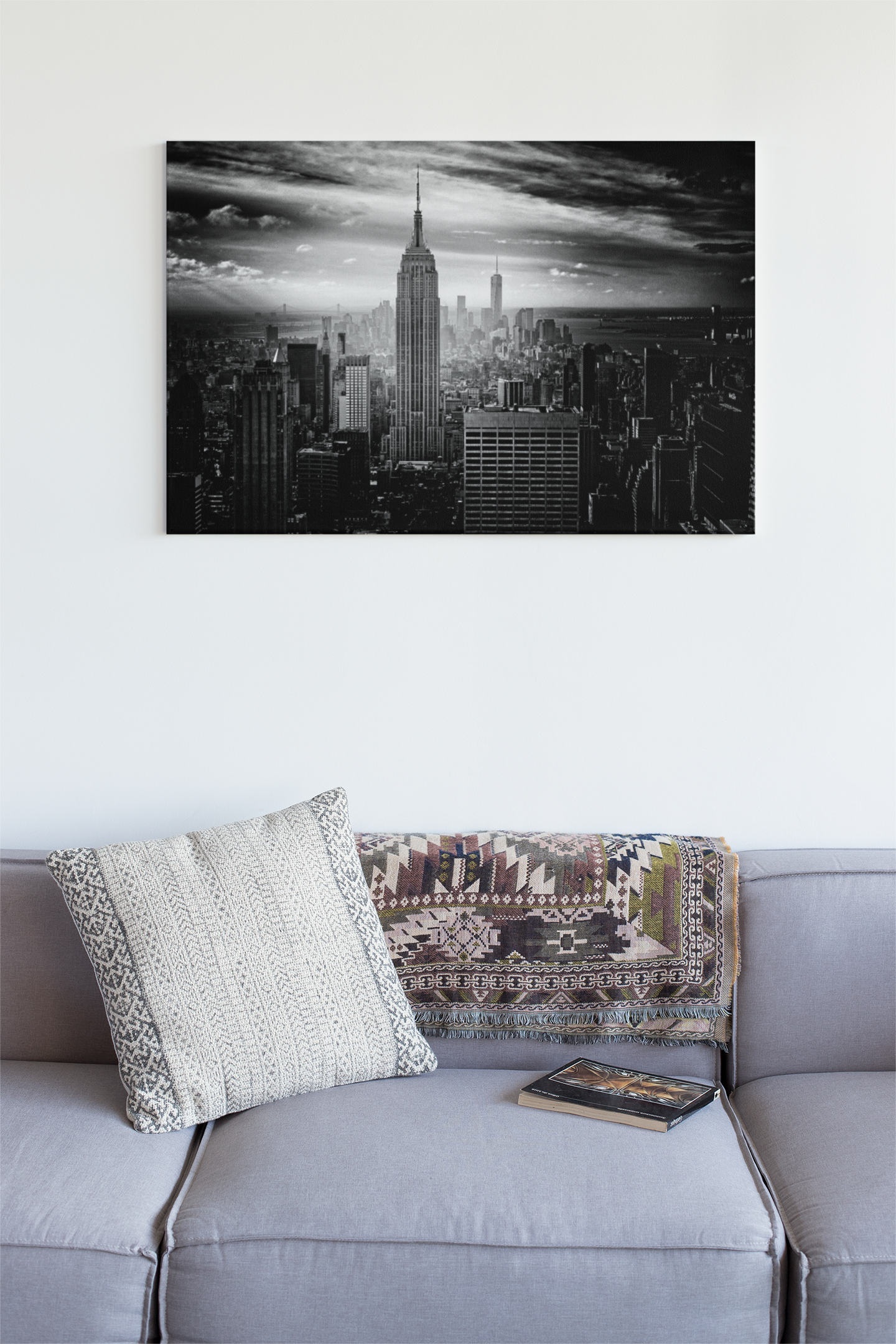 Black and White Empire State Building and Downtown New York City Skyline Acrylic Glass Wall Art