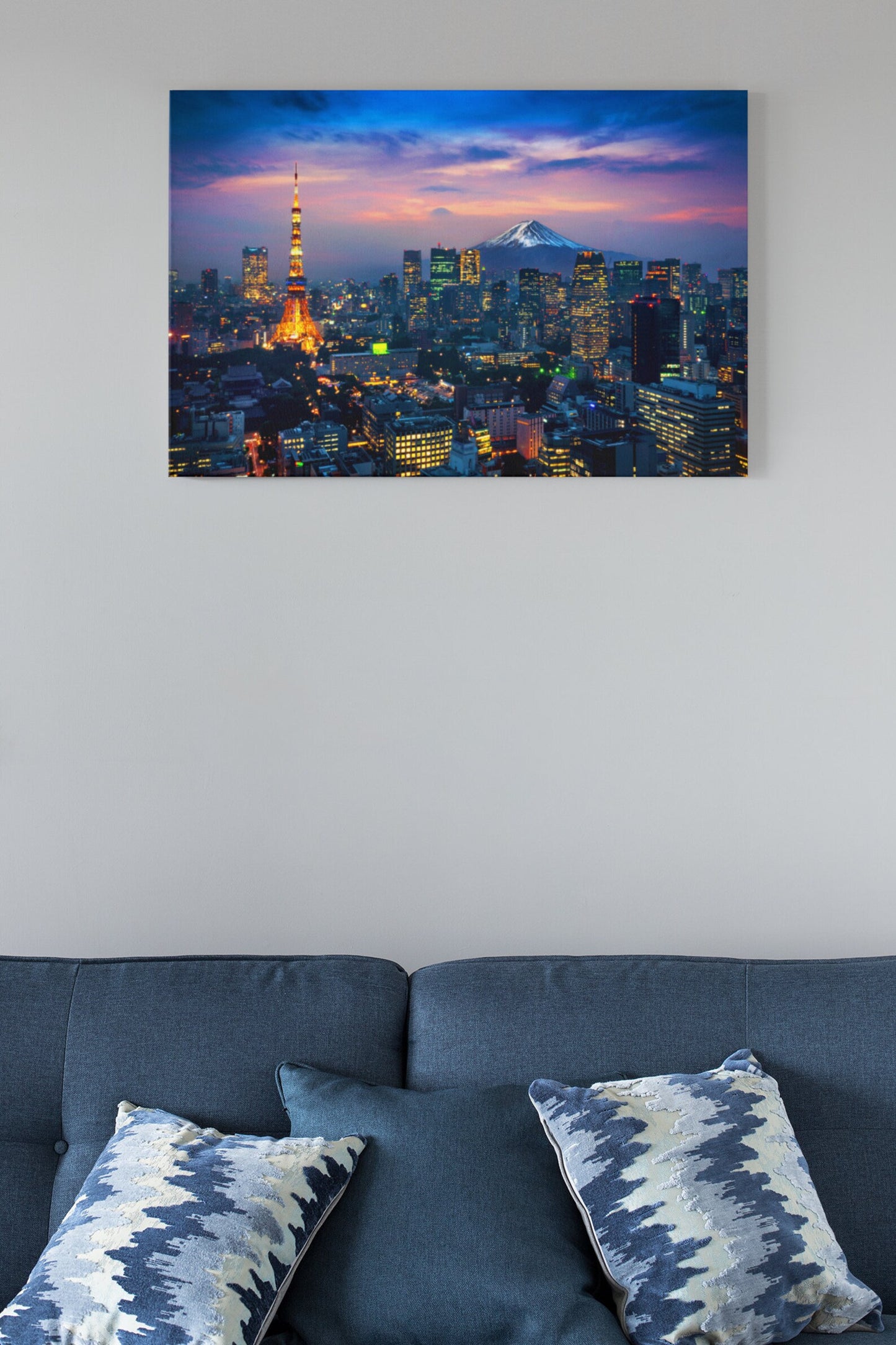 Tokyo Cityscape With Fuji Mountain Glass Wall Art