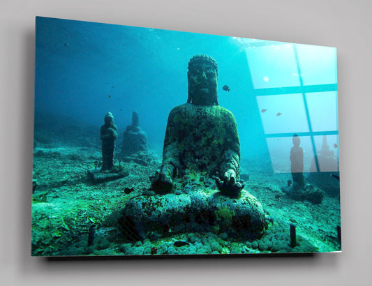 Underwater Buddha, Indonesia, Glass Wall Art