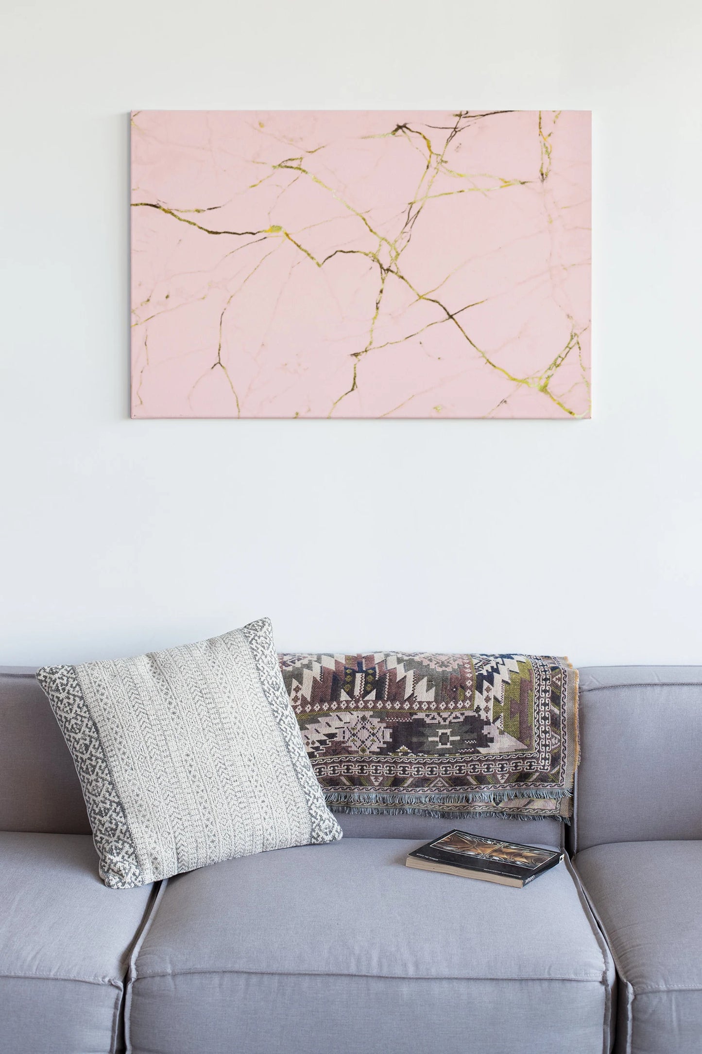 Pink And Gold Marble Texture Background Acrylic Glass Wall Art