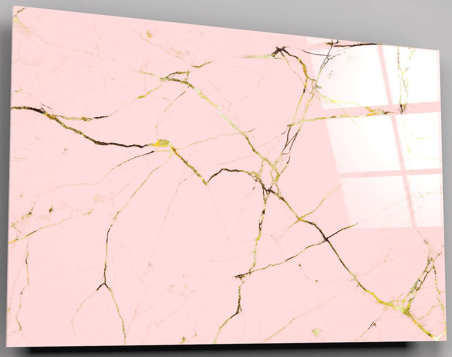 Pink And Gold Marble Texture Background Acrylic Glass Wall Art