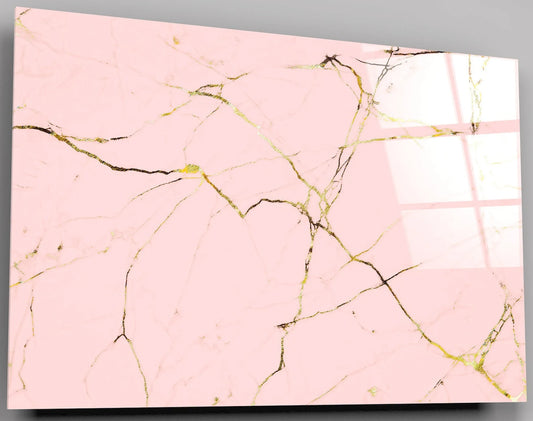 Pink And Gold Marble Texture Background Acrylic Glass Wall Art