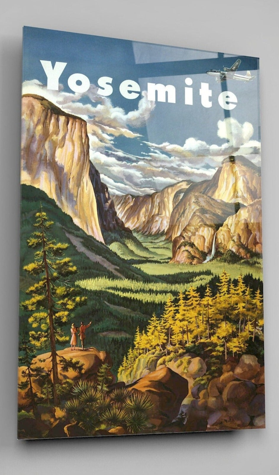 Yosemite, United Air Lines (1945) Nature Travel Print High Gloss Acrylic Glass Wall Art Ready To Hang