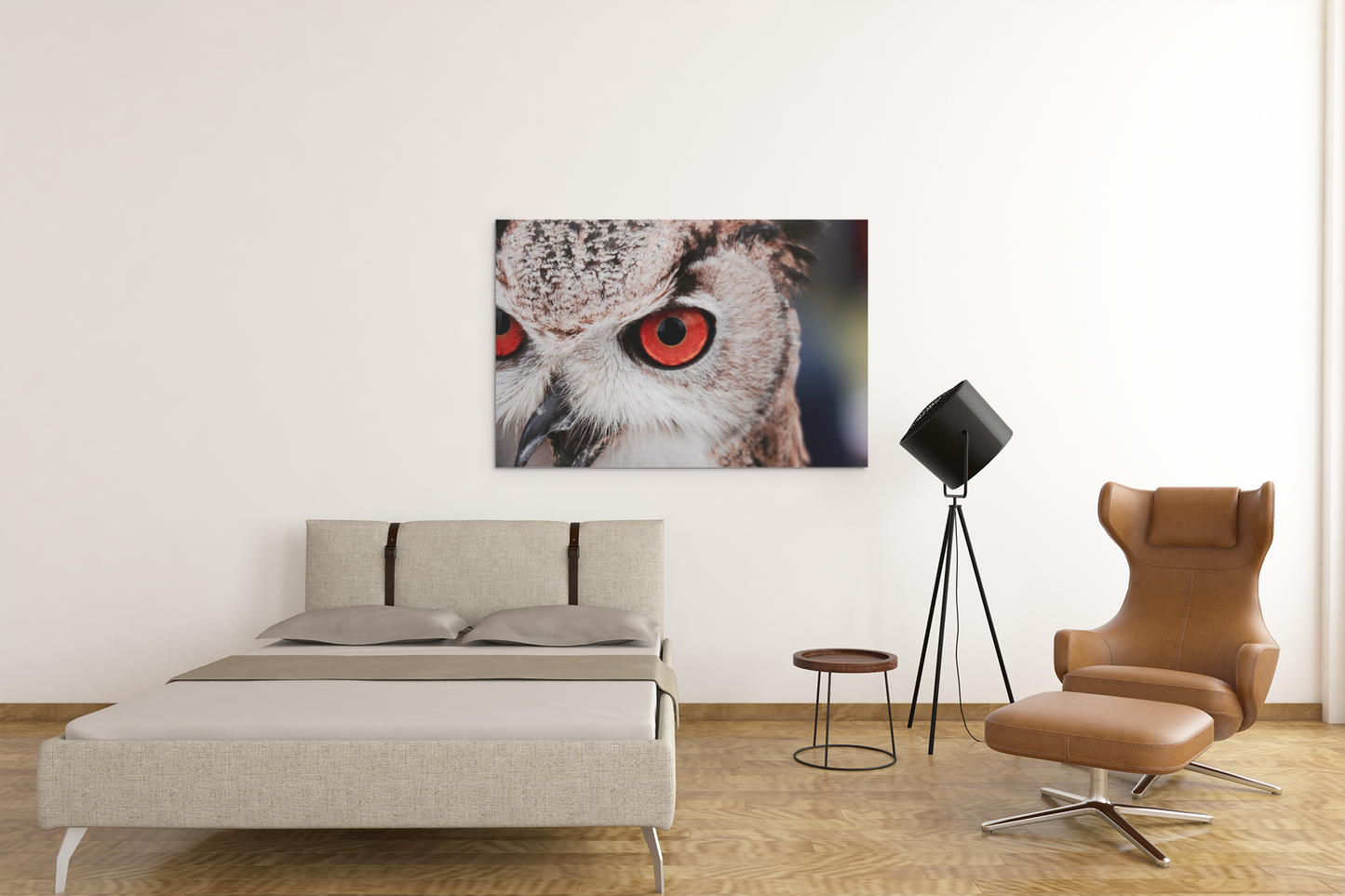 Owl With Red Eyes Acrylic Glass Wall Art