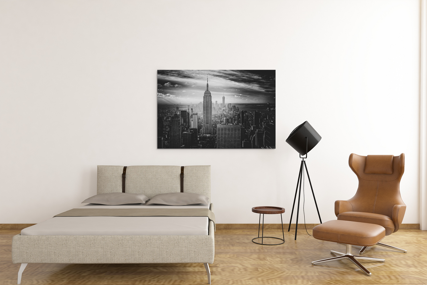 Black and White Empire State Building and Downtown New York City Skyline Acrylic Glass Wall Art