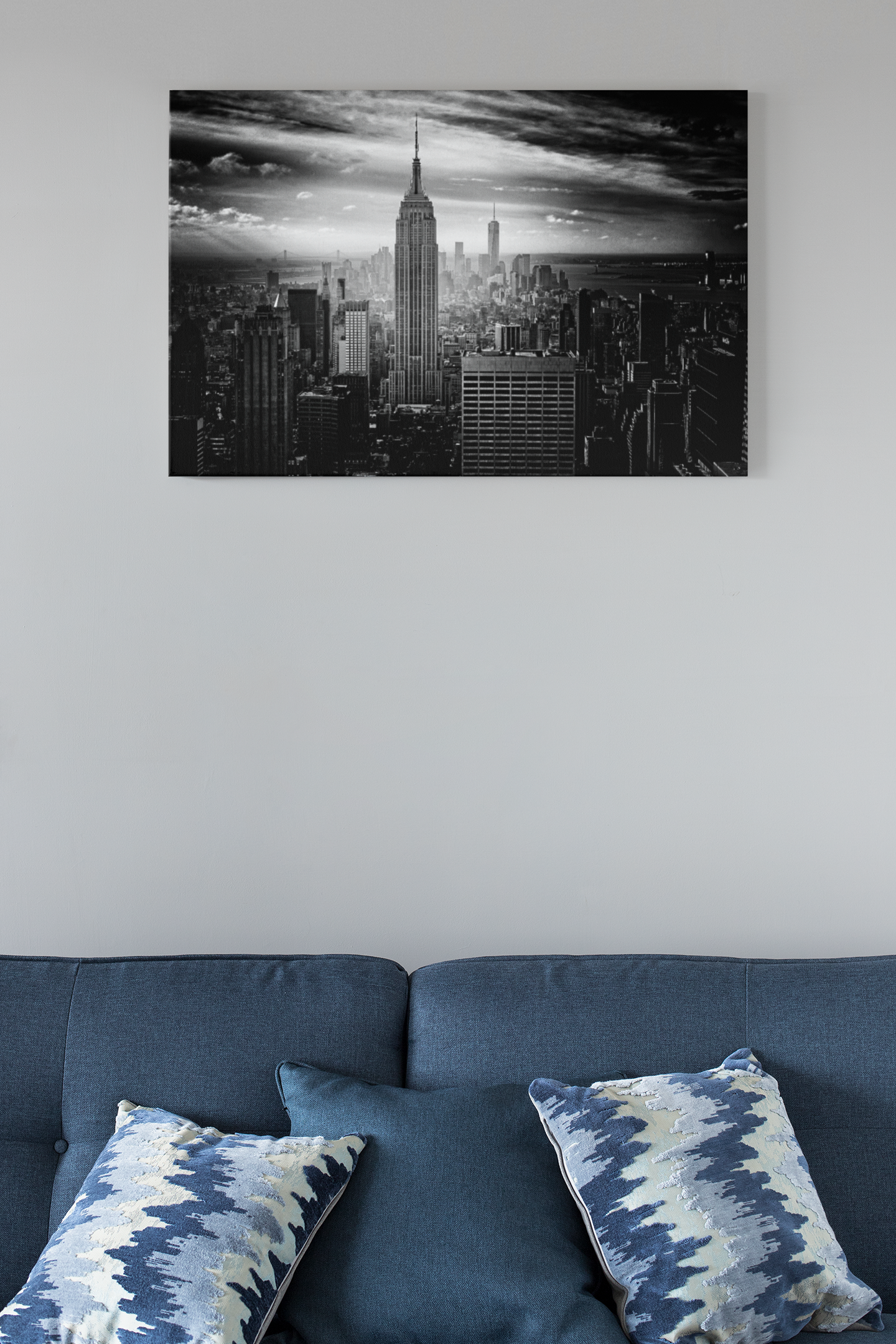 Black and White Empire State Building and Downtown New York City Skyline Acrylic Glass Wall Art