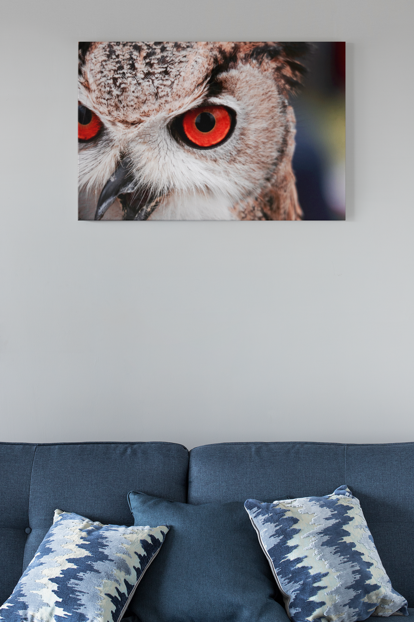 Owl With Red Eyes Acrylic Glass Wall Art