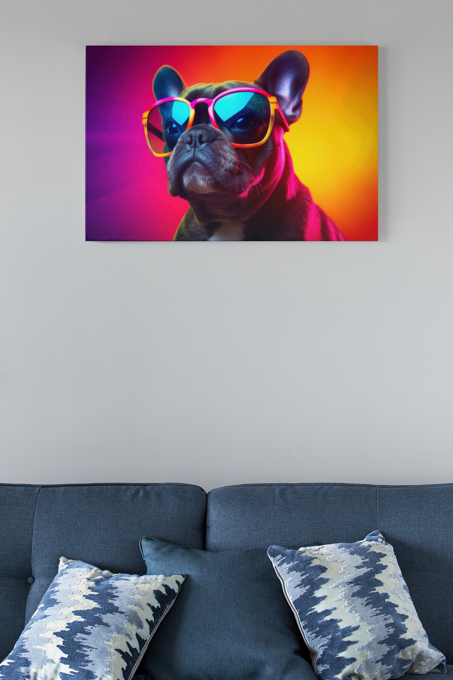 Bulldog Sunglasses Glass Wall Art