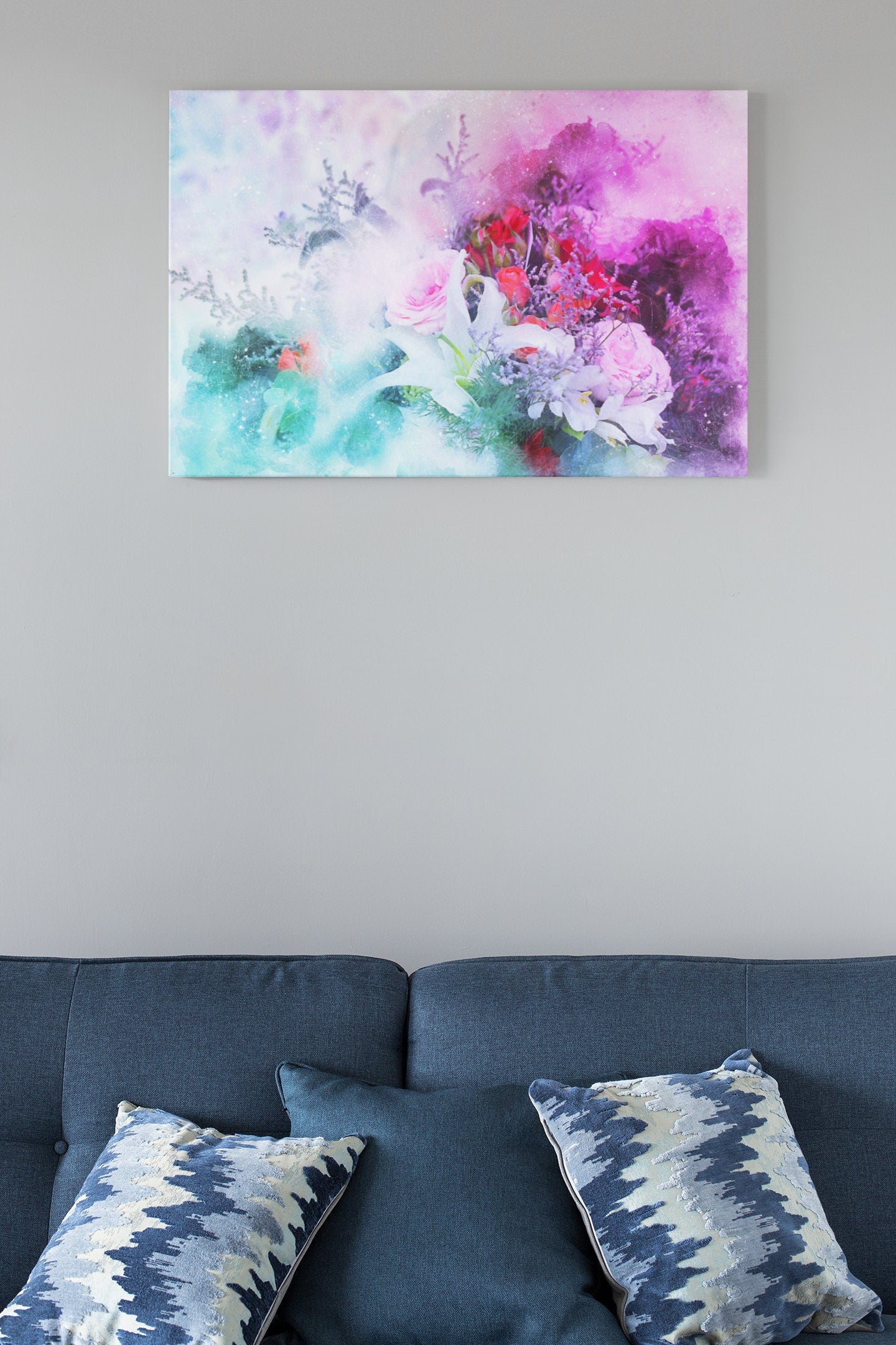 Flowers Bouquet Abstract High Gloss Acrylic Glass Wall Art Ready To Hang