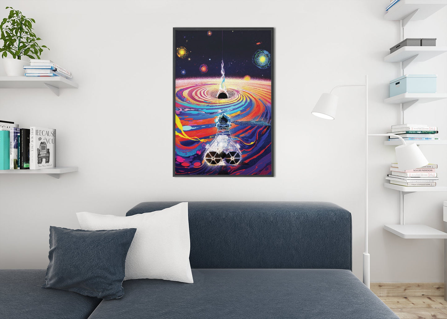 Retro futurism NASA Space Earth Background High Gloss Acrylic Glass Wall Art Ready To Hang