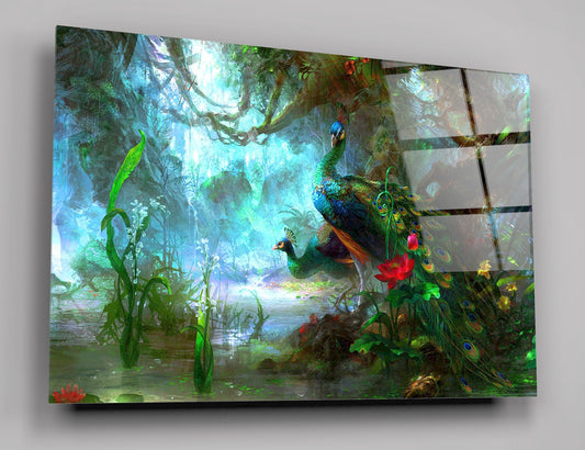 Peacocks High Gloss Acrylic Glass Wall Art Ready To Hang