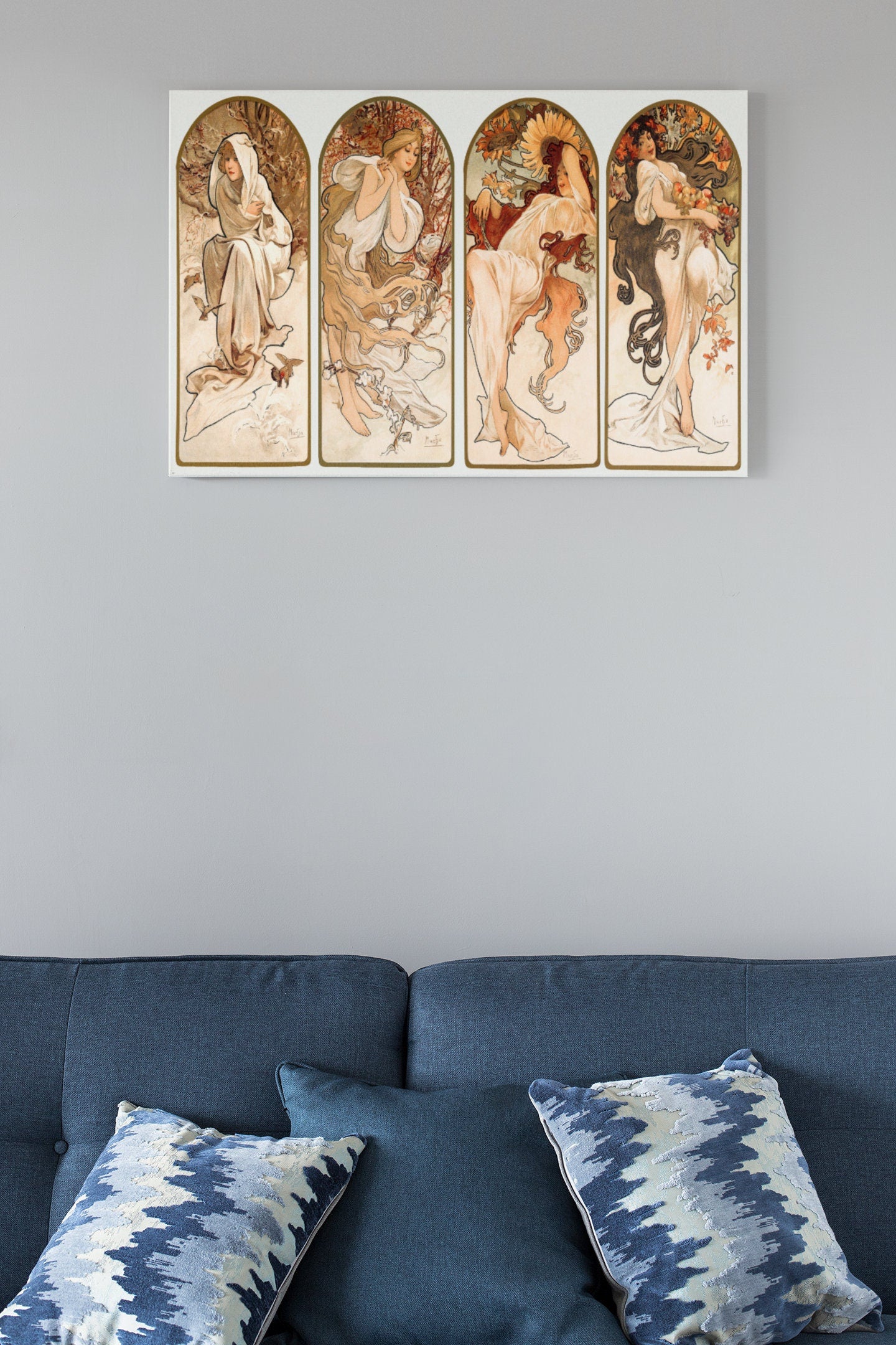 Alphonse Maria Mucha's The Seasons (1897) High Gloss Acrylic Wall Art Ready To Hang