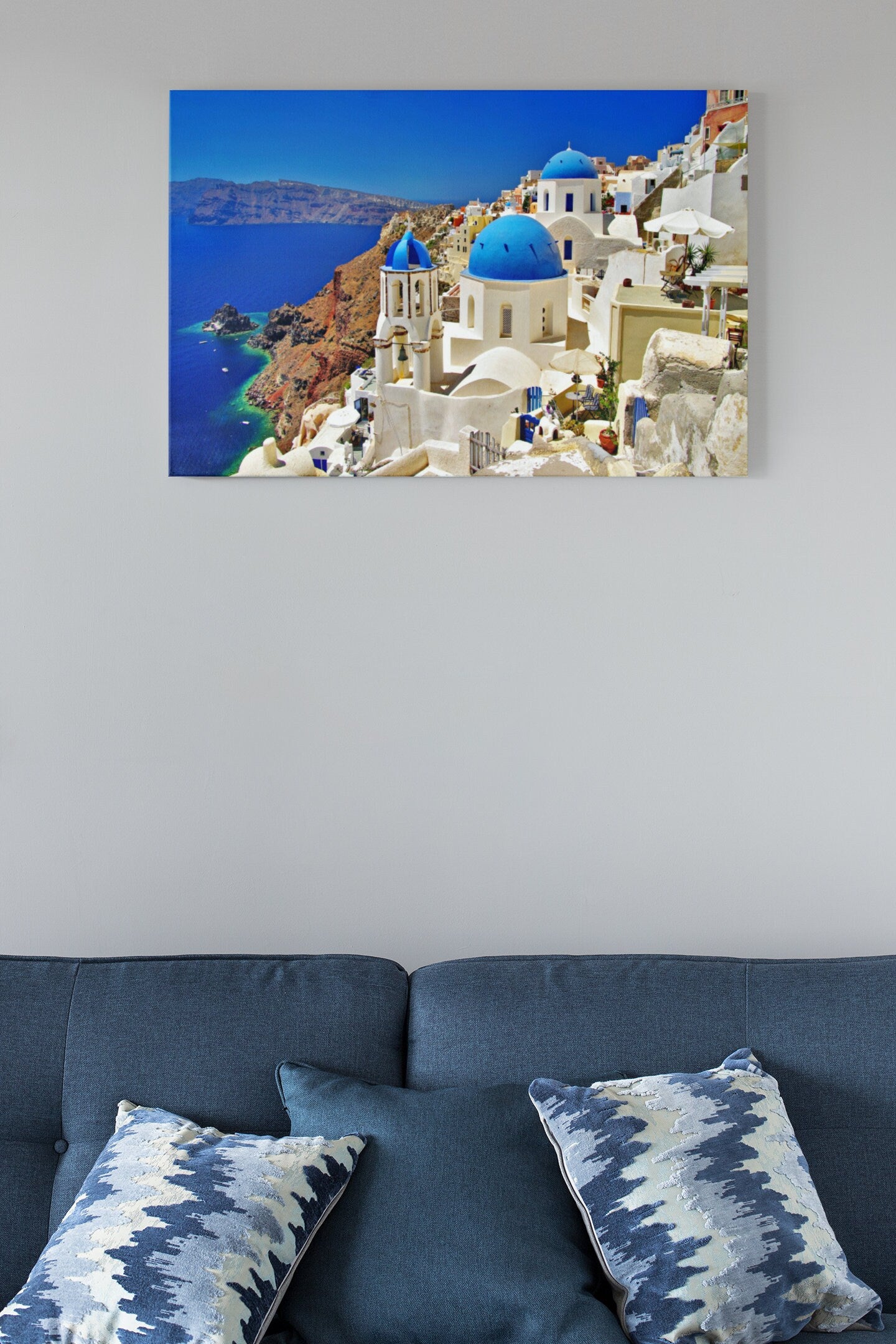 Santorini Greece High Gloss Acrylic Glass Wall Art Ready To Hang