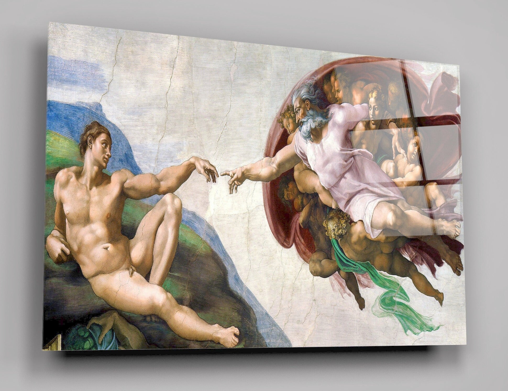 Michelangelo Buonarroti's The Creation Of Adam High Gloss Acrylic Glass Wall Art Ready To Hang