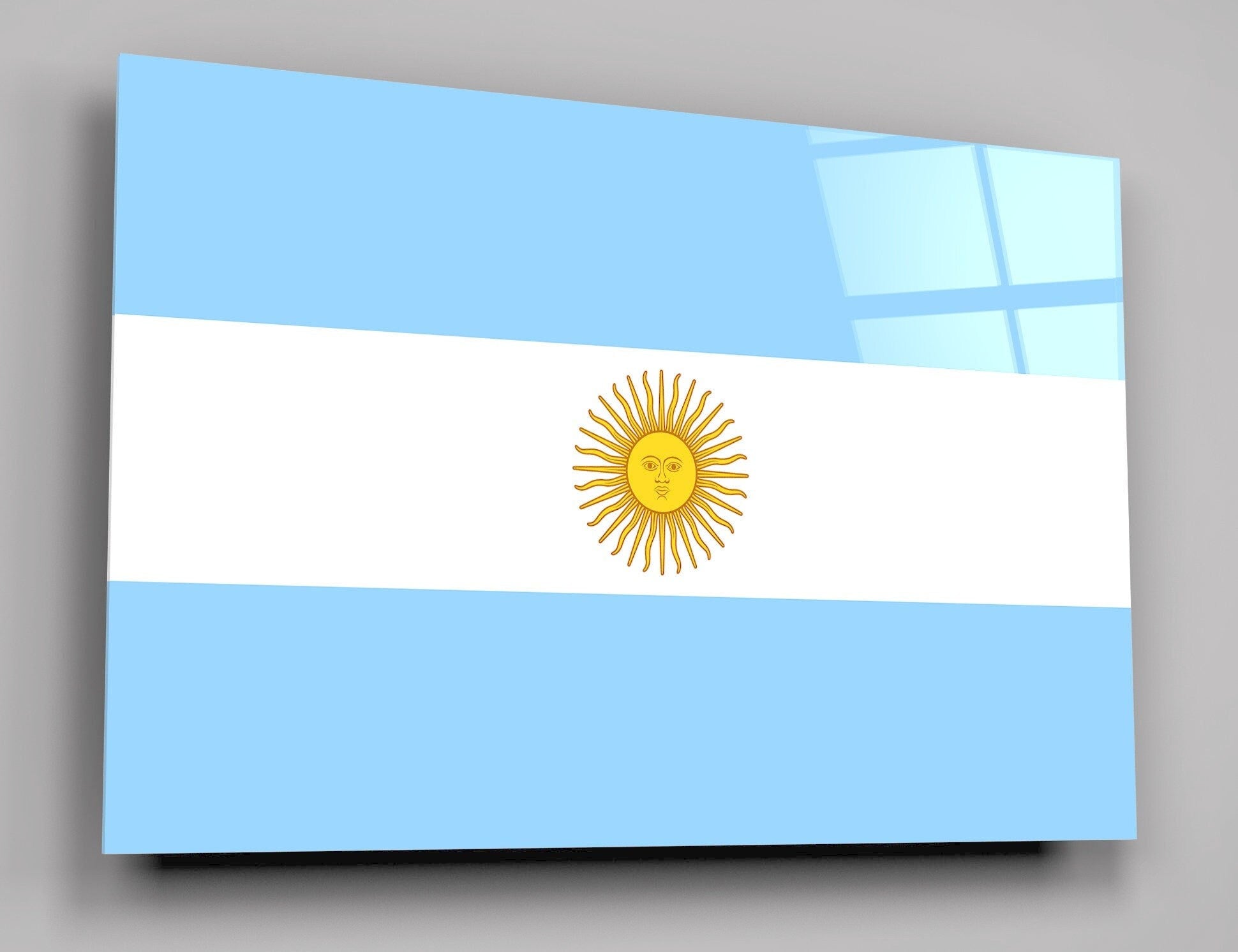 Argentina Flag High Gloss Acrylic Glass Wall Art Ready To Hang