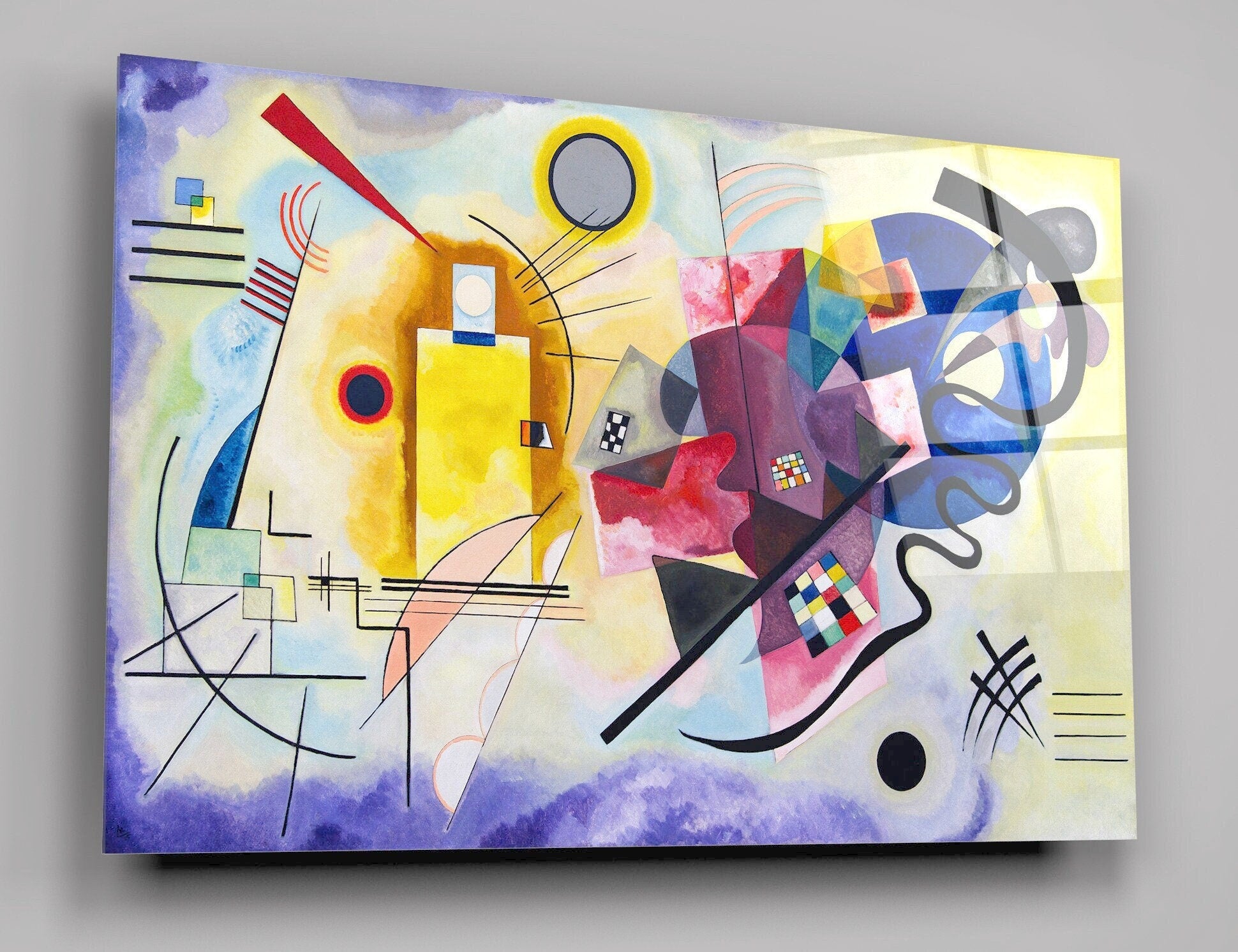 Yellow, Red, Blue Abstract Painting By Wassily Kandinsky High Gloss Acrylic Glass Wall Art Ready To Hang