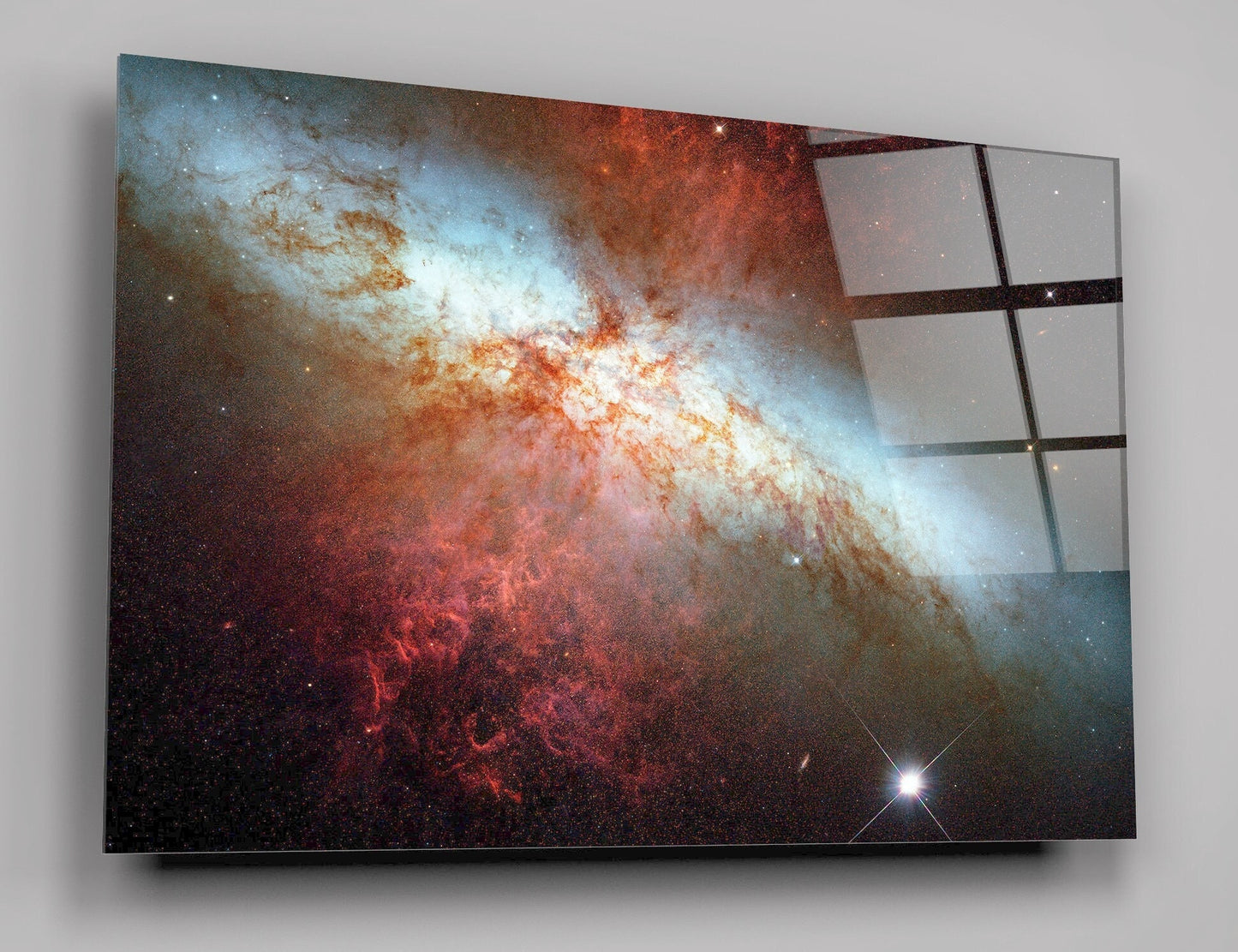 Hubble Monitors Supernova In Nearby Galaxy M82 From NASA High Gloss Acrylic Glass Wall Art Ready To Hang