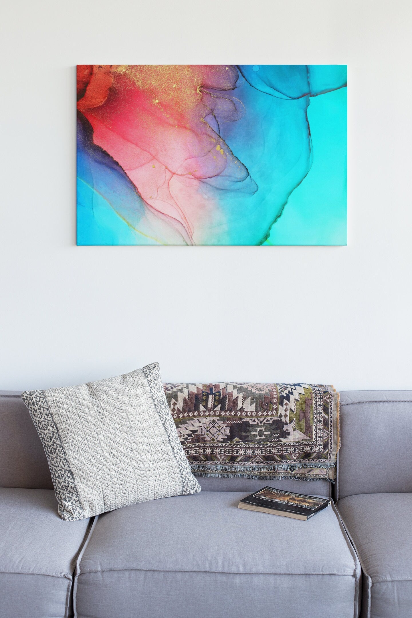 Alcohol Ink Photo Painting Abstract Background High Gloss Acrylic Glass Wall Art Ready To Hang