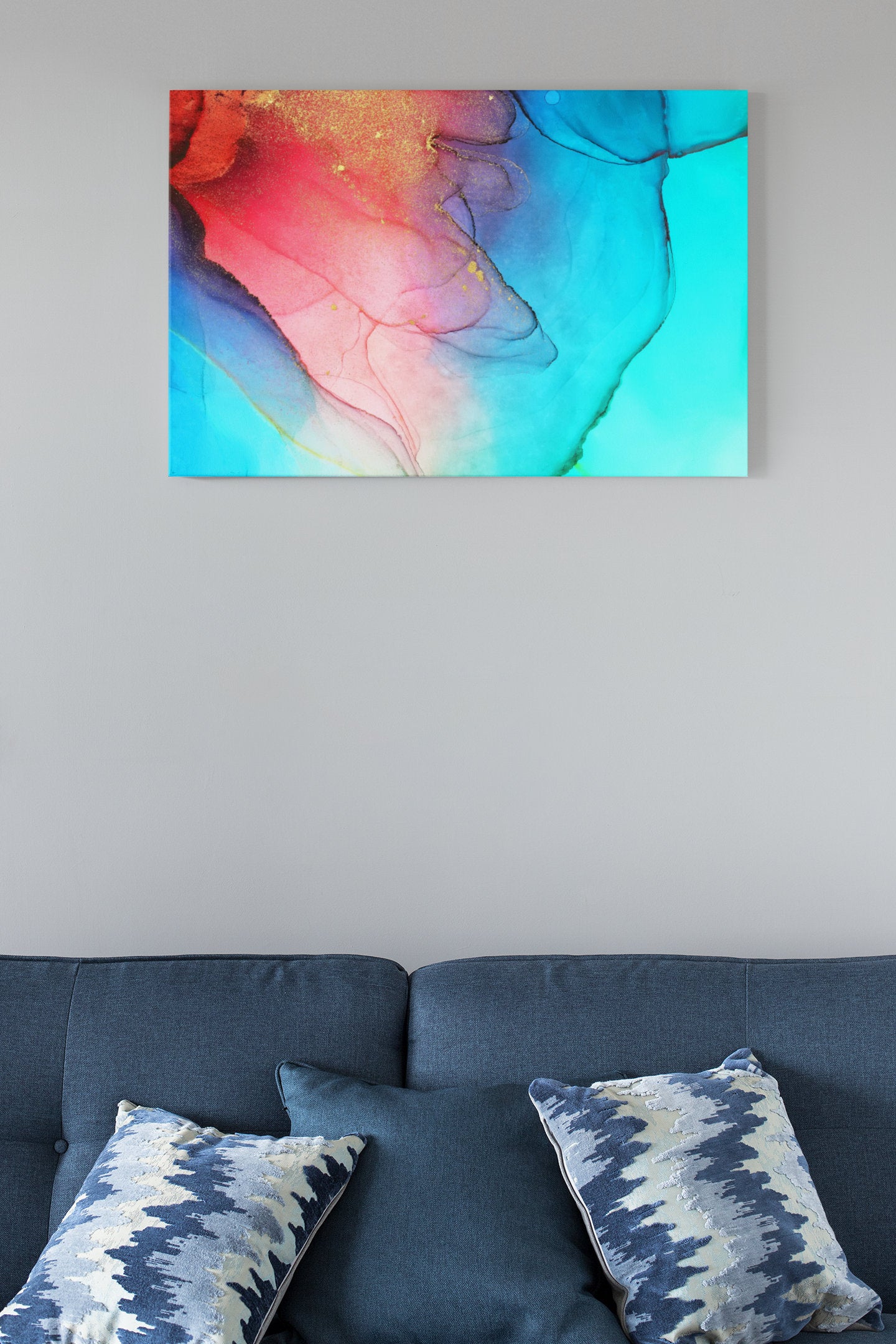 Alcohol Ink Photo Painting Abstract Background High Gloss Acrylic Glass Wall Art Ready To Hang