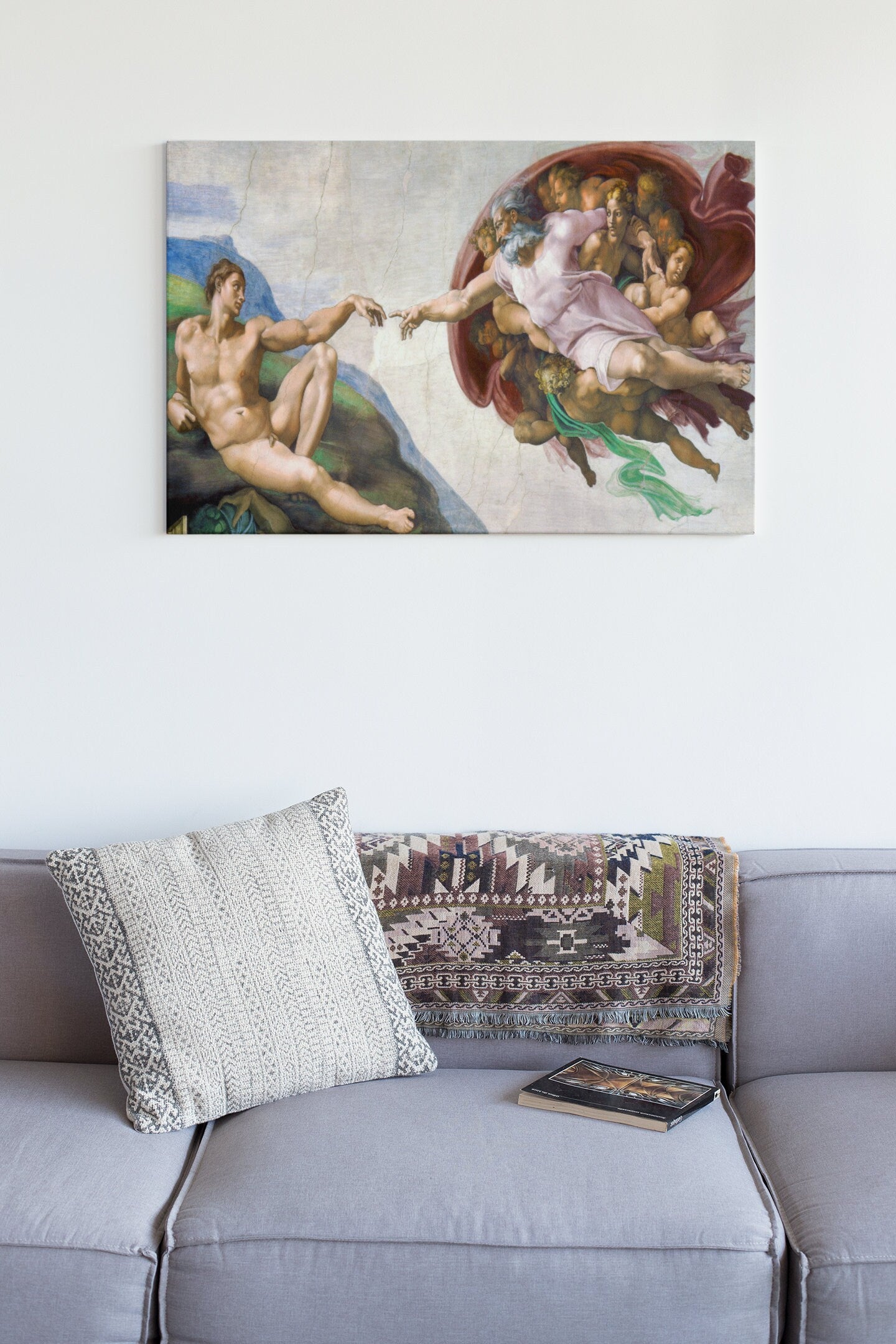 Michelangelo Buonarroti's The Creation Of Adam High Gloss Acrylic Glass Wall Art Ready To Hang