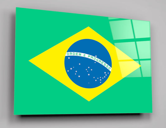 Flag Of Brazil High Gloss Acrylic Glass Wall Art Ready To Hang