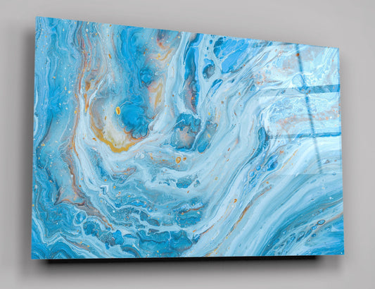 Blue And White Watersplash Abstract Art High Gloss Acrylic Glass Wall Art Ready To Hang