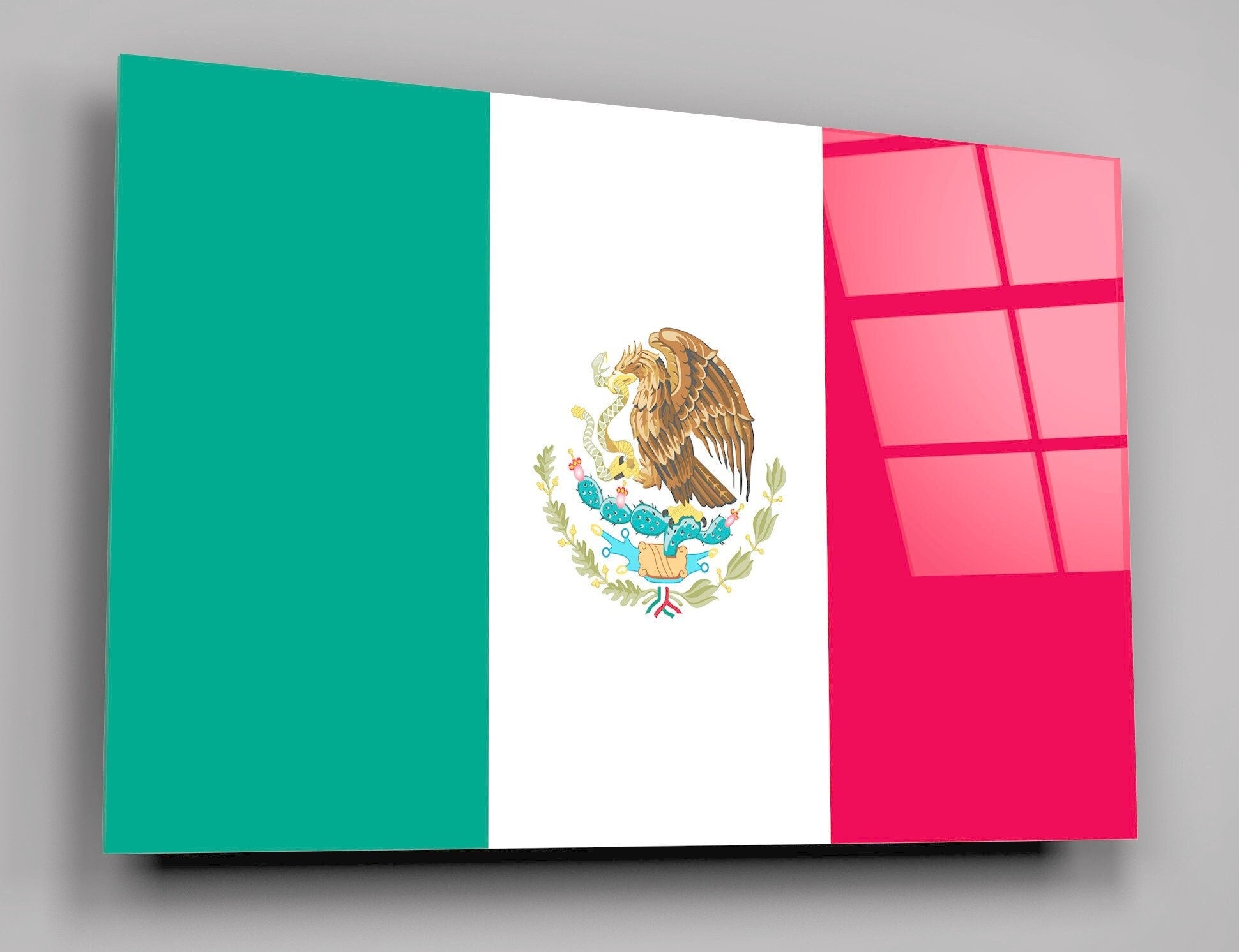 Flag of Mexico High Gloss Acrylic Glass Wall Art Ready To Hang