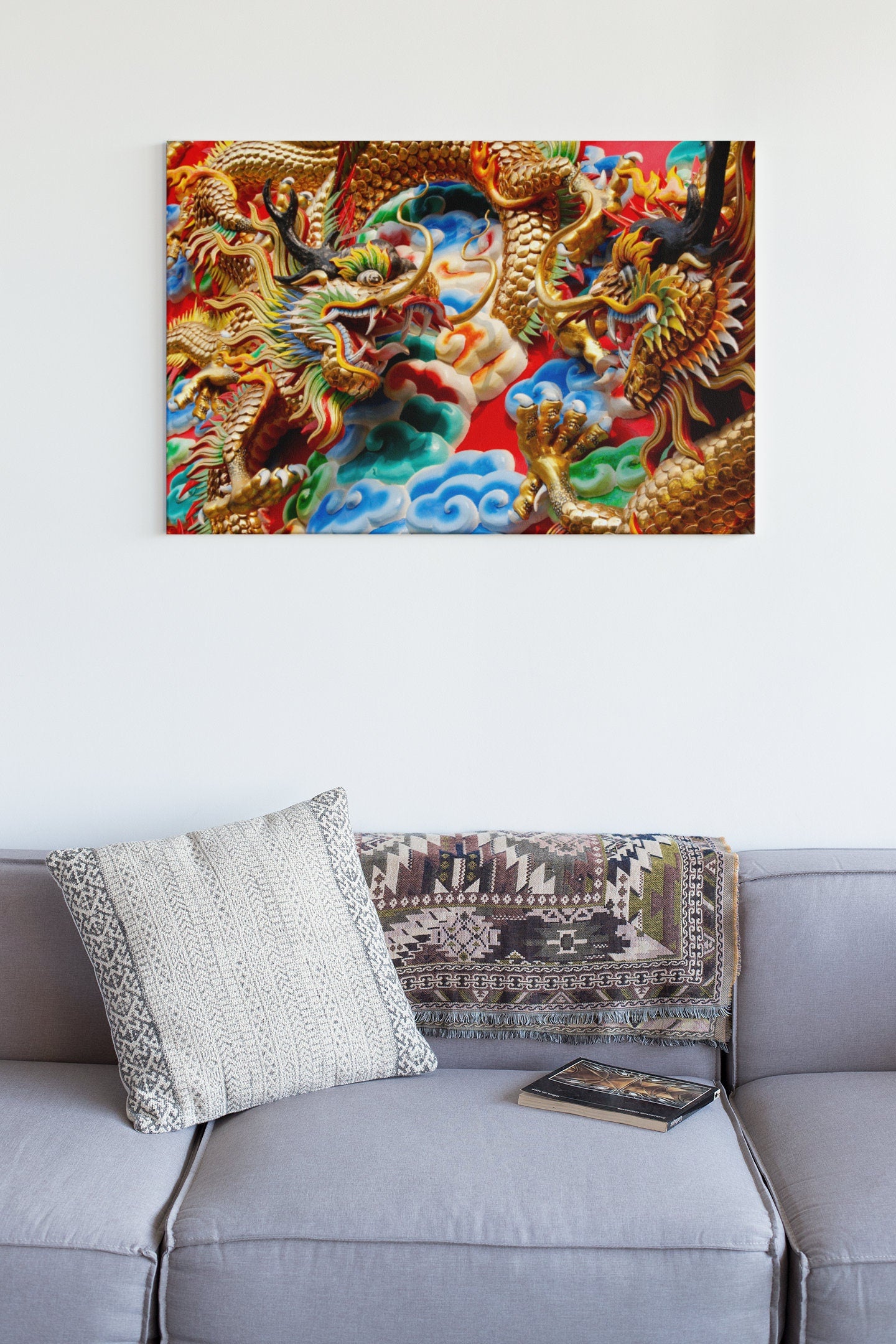 Thai Dragon Temple Art High Gloss Acrylic Glass Wall Art Ready To Hang