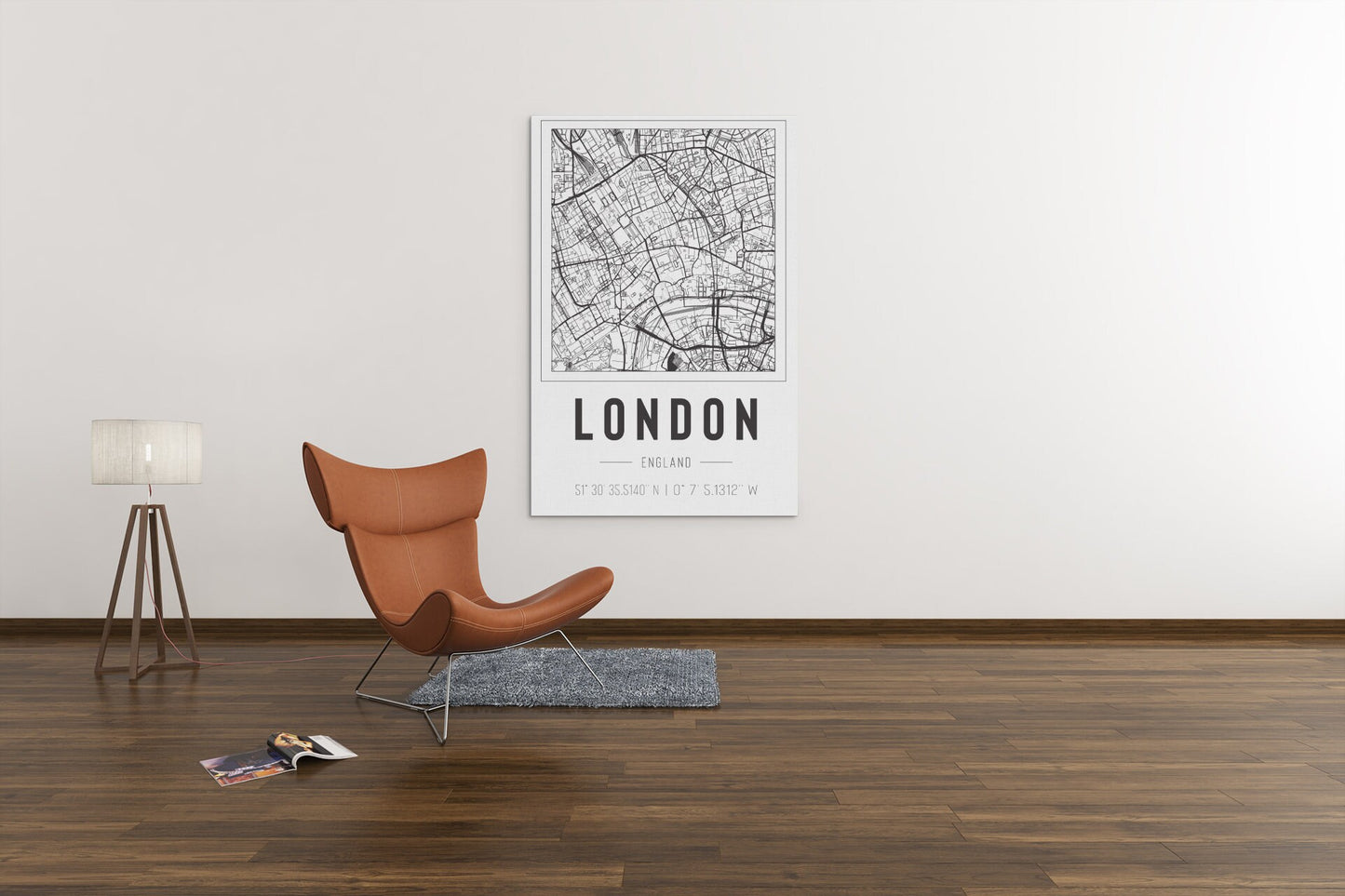 London England City Map With Co Ordinates High Gloss Acrylic Glass Wall Art Ready To Hang