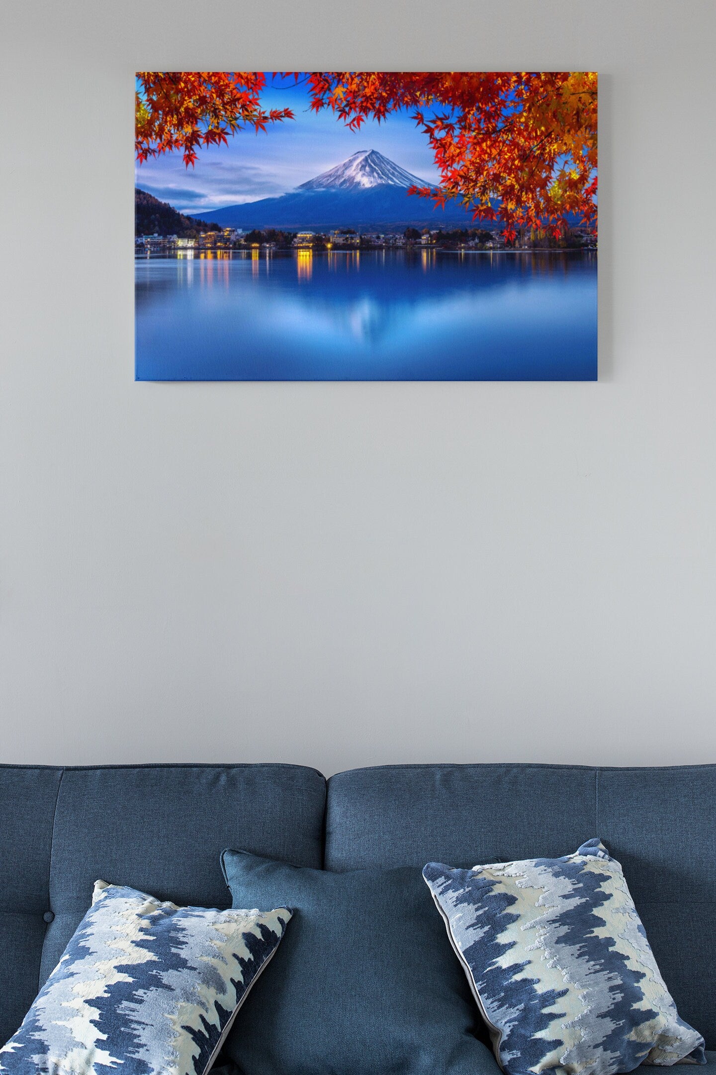 Fuji Mountain And Kawaguchiko Lake In Autumn Japan High Gloss Acrylic Glass Wall Art Ready To Hang