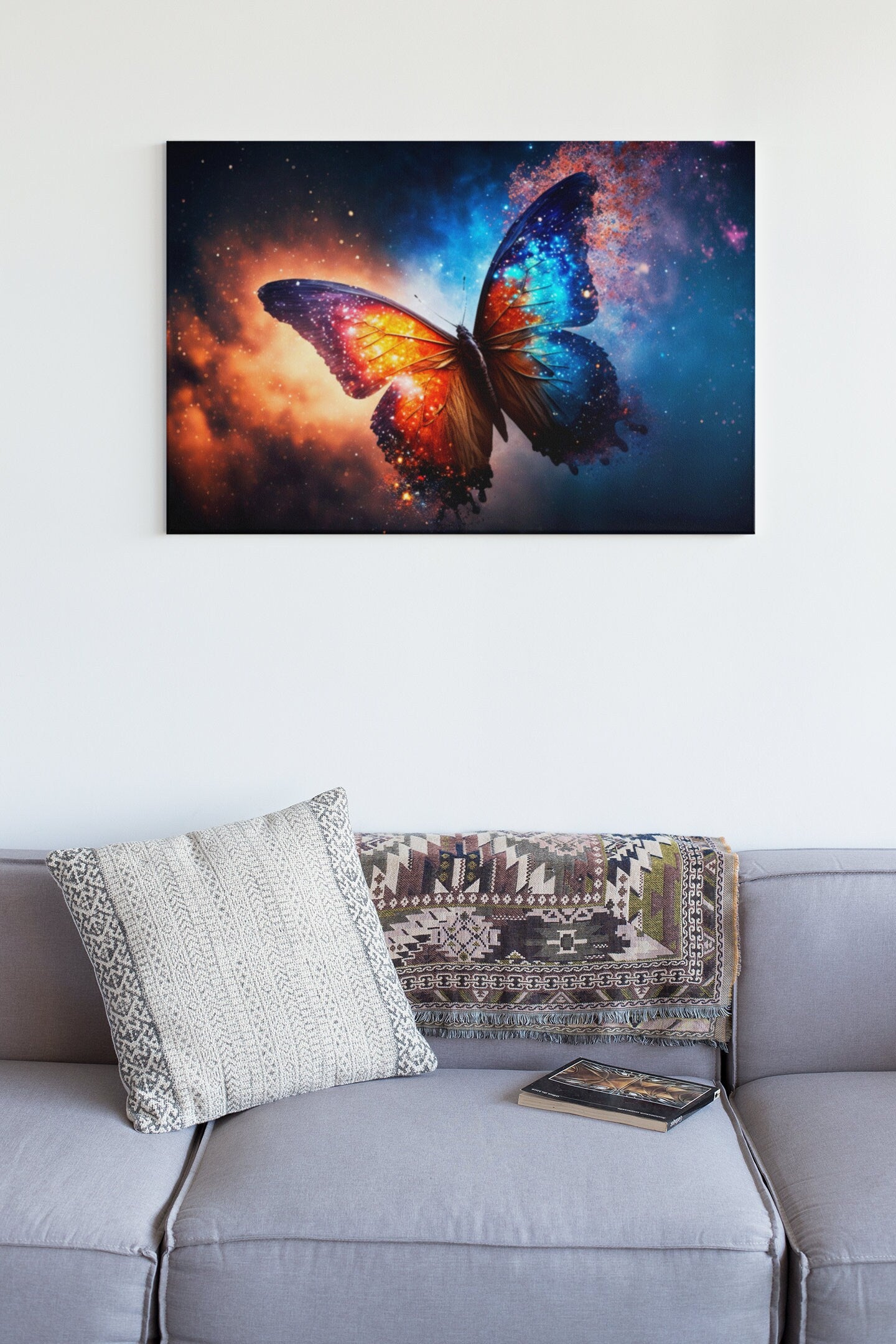 Morpho Achilles Multicoloured Butterfly High Gloss Acrylic Glass Wall Art Ready To Hang