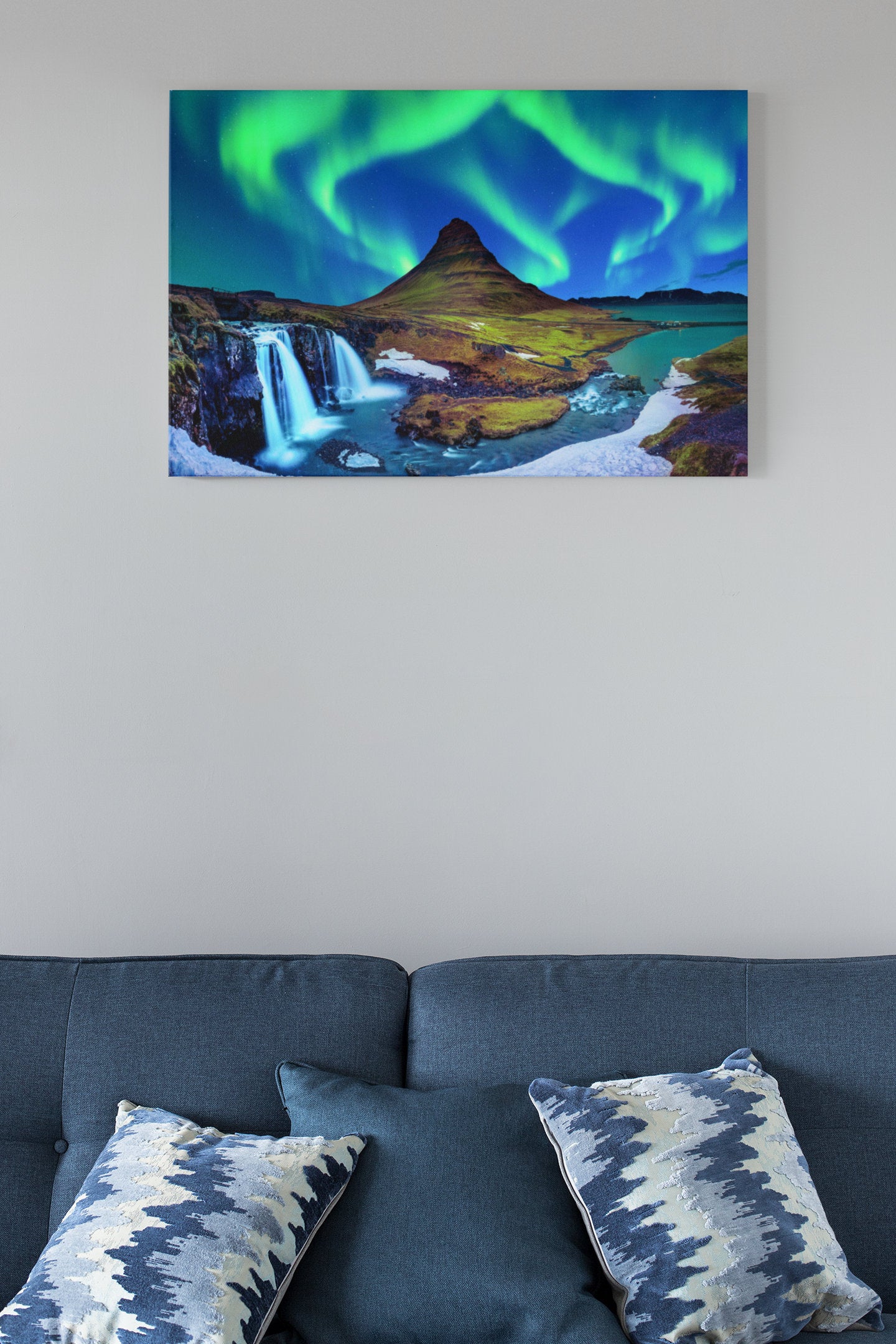 Stunning Northern Lights, Aurora Borealis At Kirkjufell In Iceland High Gloss Acrylic Glass Wall Art Ready To Hang