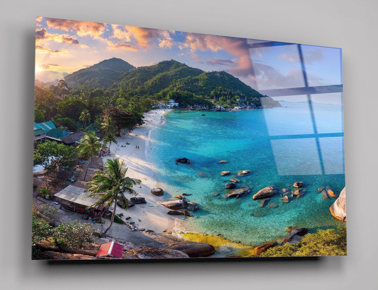 Silver Beach On Koh Samui Island At Sunset Thailand High Gloss Acrylic Glass Wall Art Ready To Hang