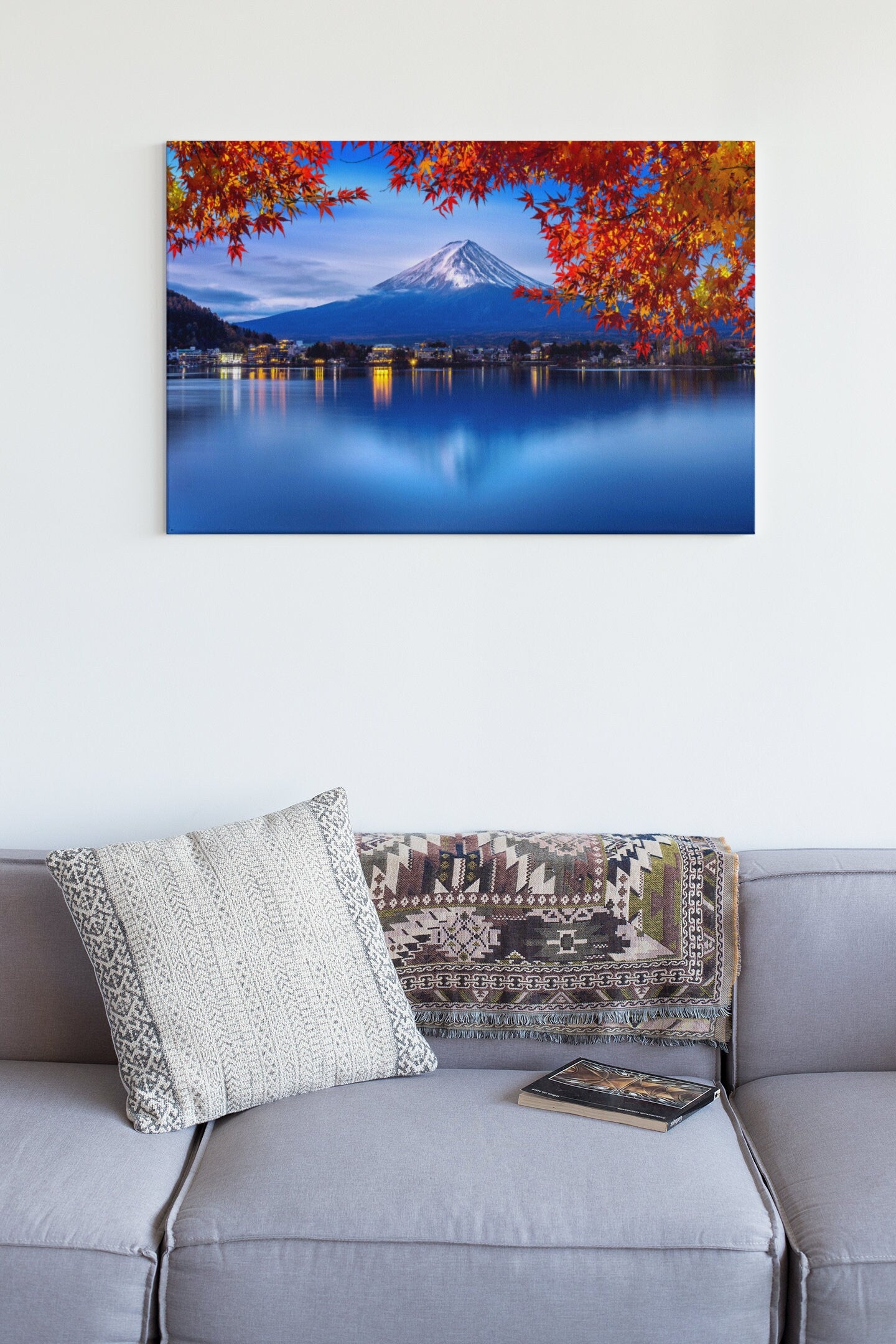 Fuji Mountain And Kawaguchiko Lake In Autumn Japan High Gloss Acrylic Glass Wall Art Ready To Hang